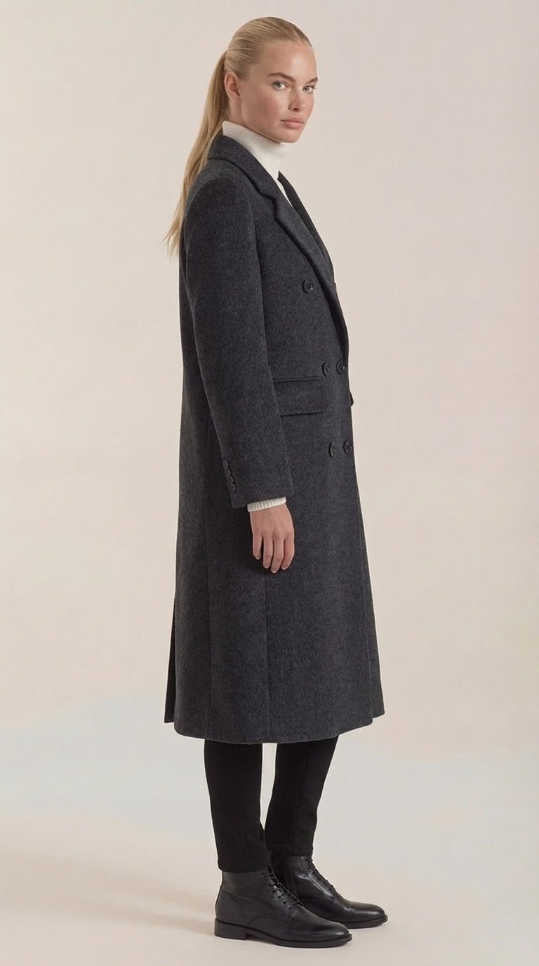 Lucille Women's Double-Breasted Wool-Look Longline Coat