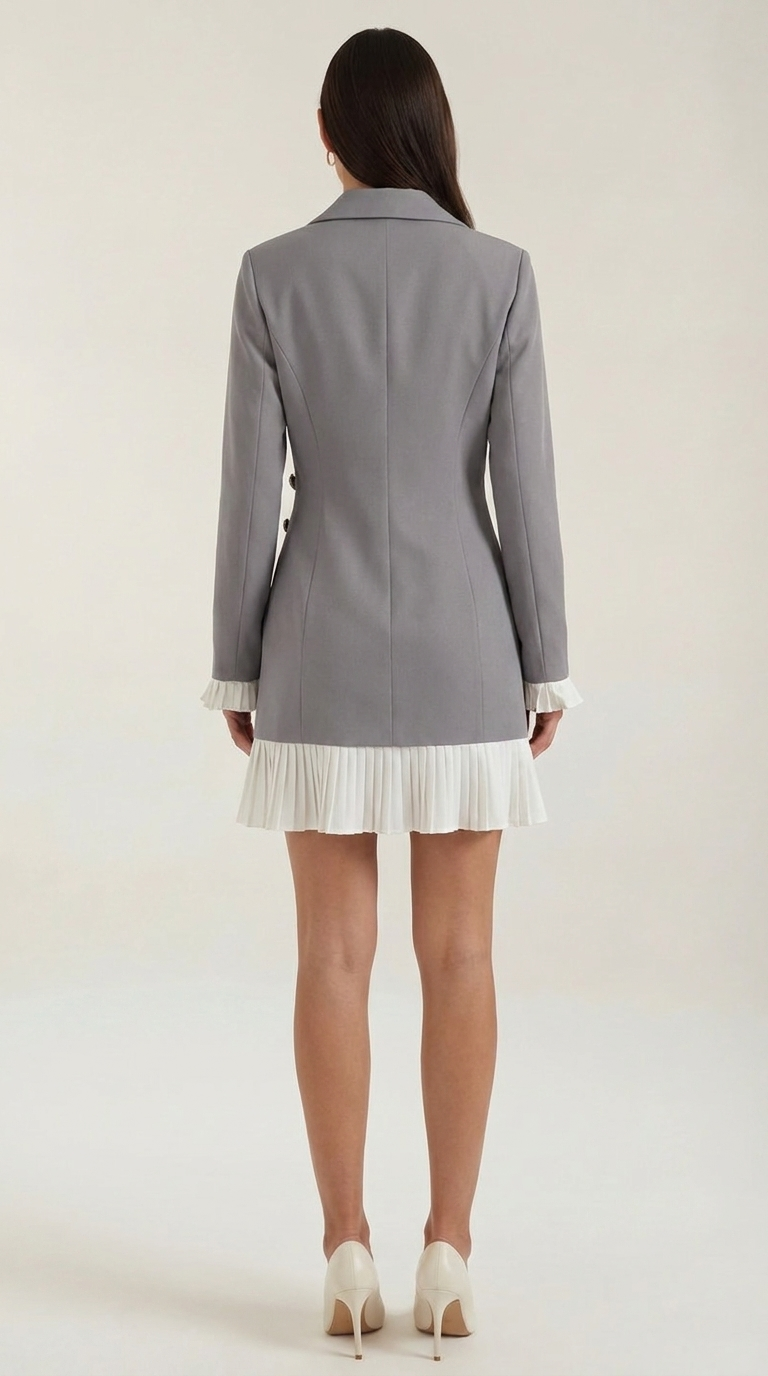 Lynn Women's Long Sleeve Blazer Mini Dress with Pleated Hem