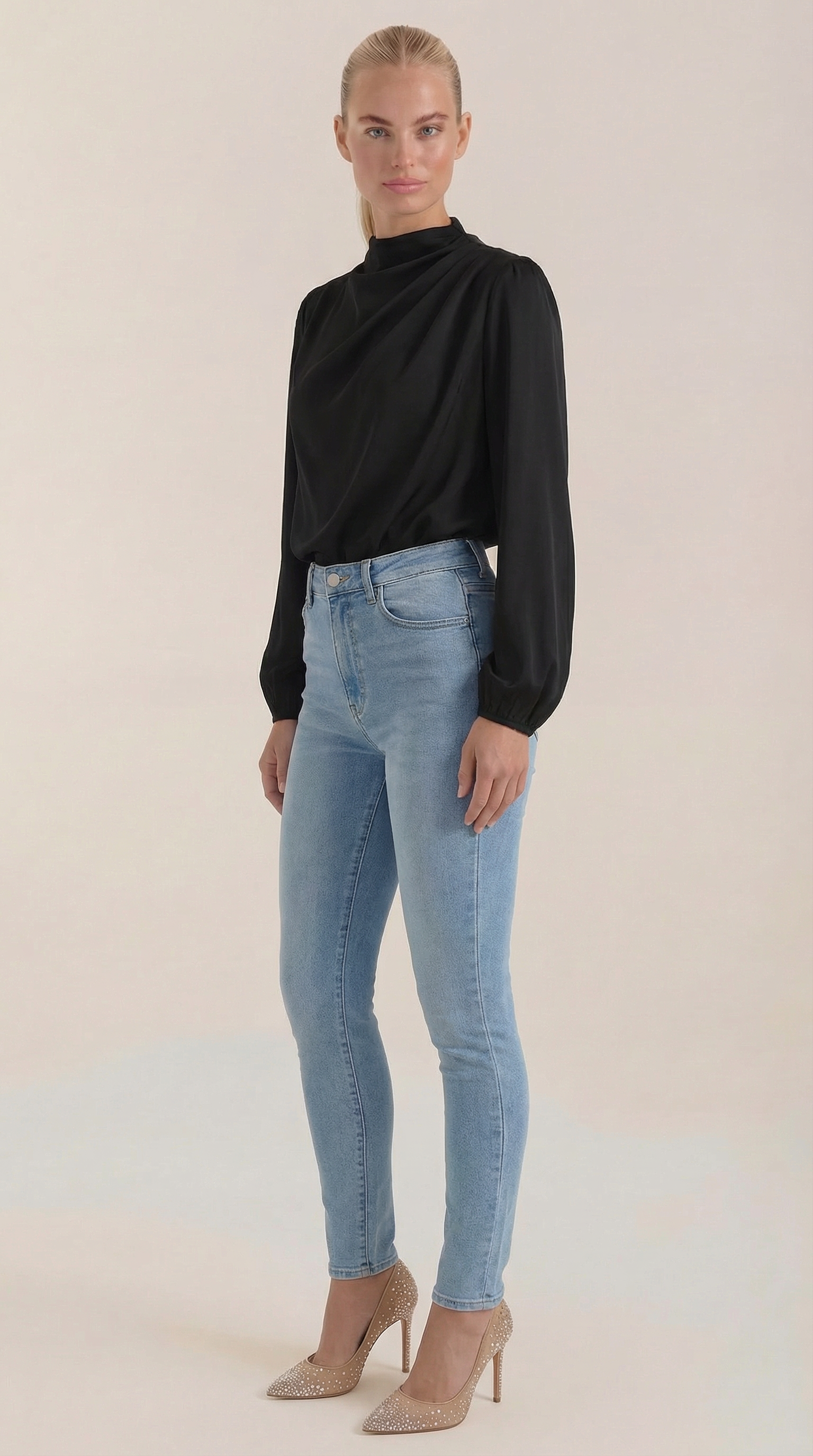 Marcia Women's Draped Relaxed Long Sleeve Blouse