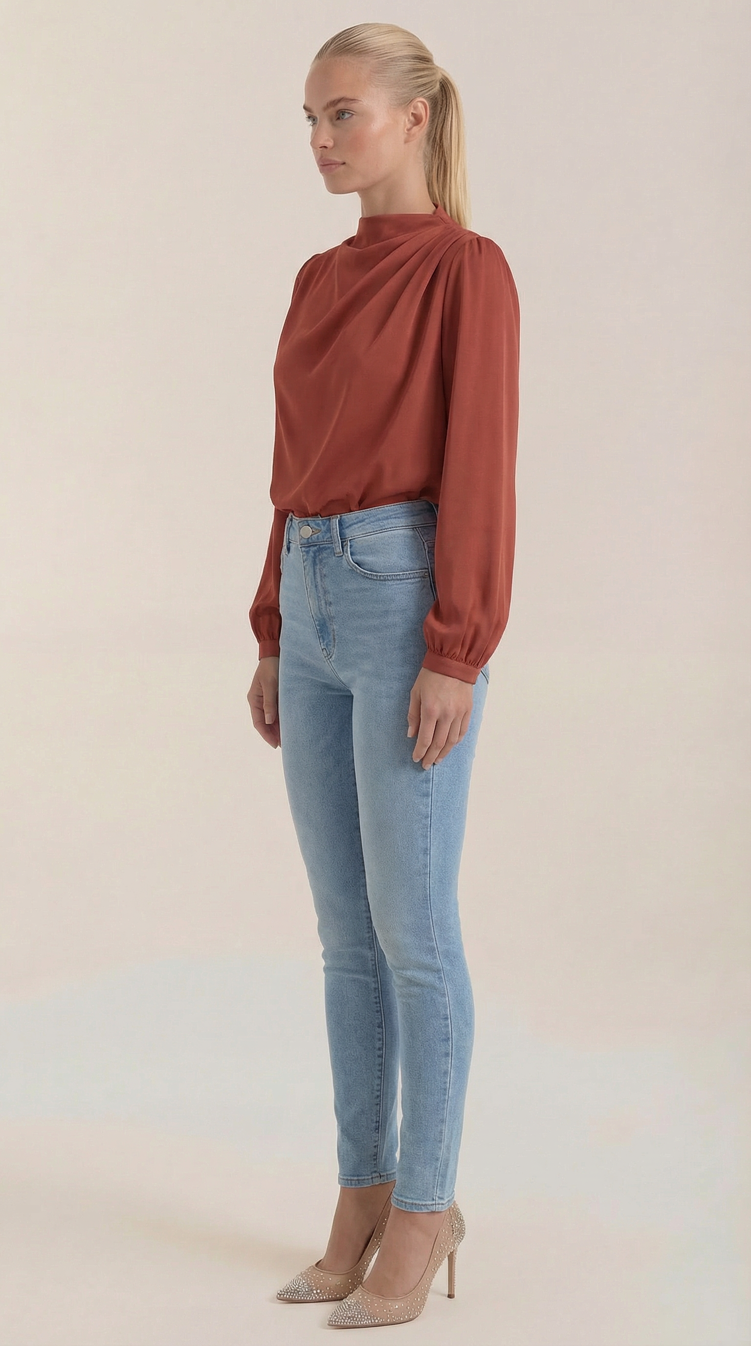 Marcia Women's Draped Relaxed Long Sleeve Blouse