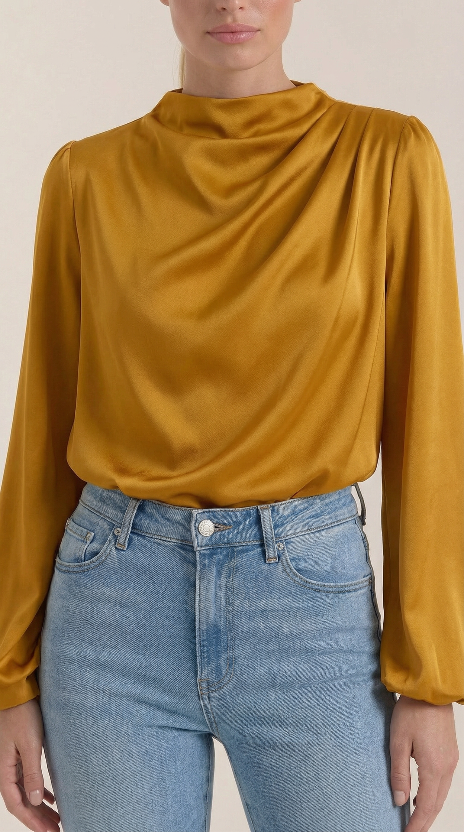 Marcia Women's Draped Relaxed Long Sleeve Blouse