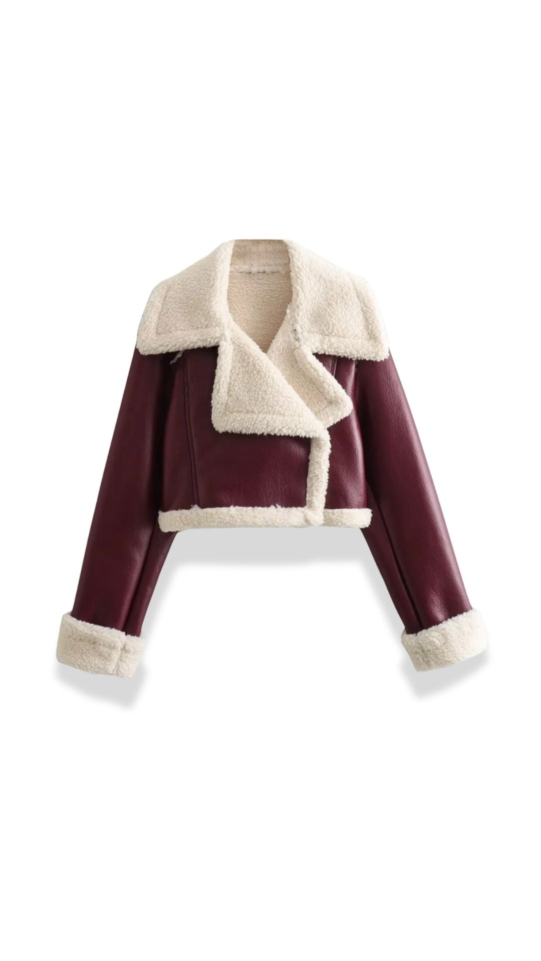 Marie Women's Cropped Faux Shearling Trim Aviator Jacket