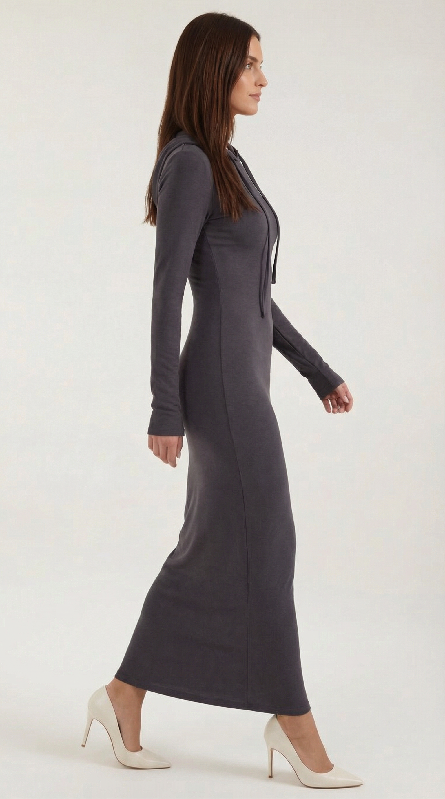 Marilyn Women's Drawstring Hooded Bodycon Maxi Dress