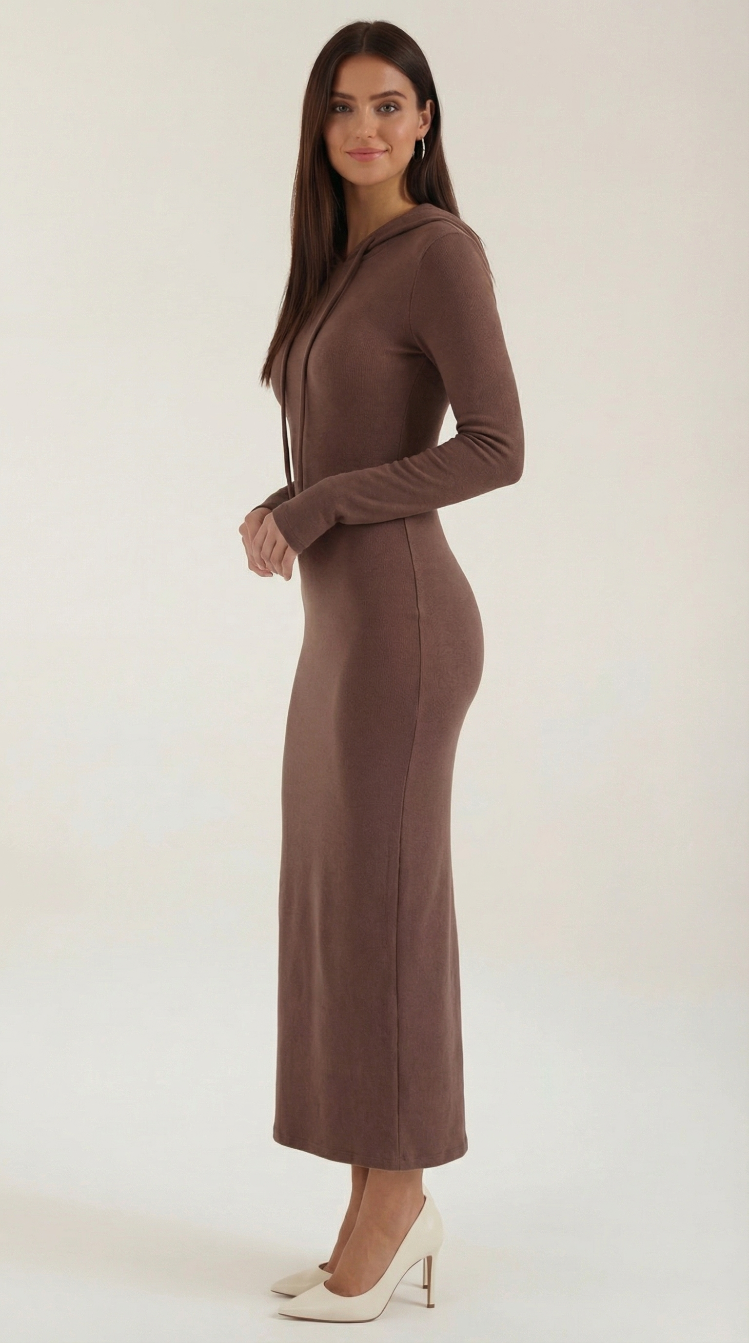 Marilyn Women's Drawstring Hooded Bodycon Maxi Dress