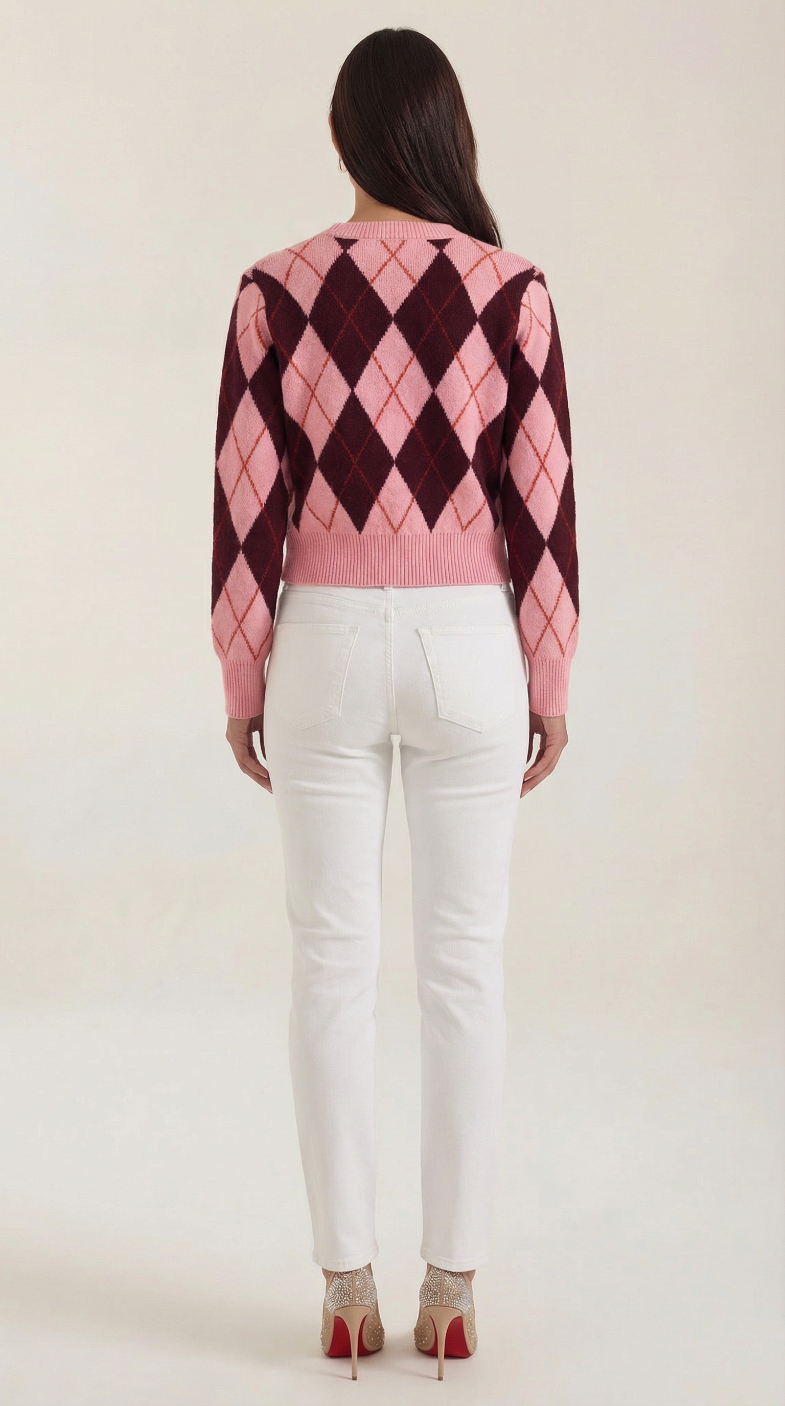 Melody Women's Argyle Button-Up Knitted Cardigan