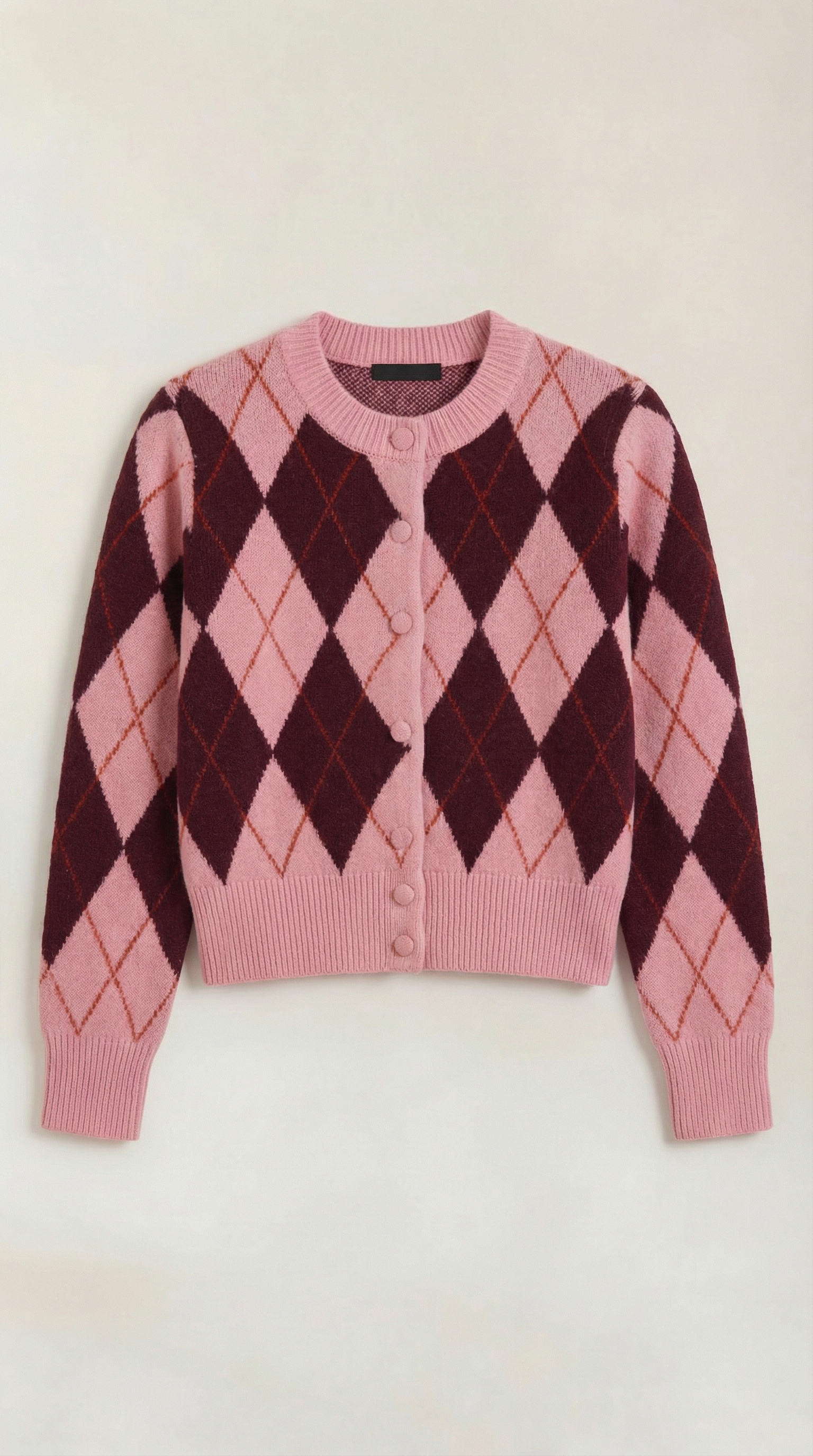Melody Women's Argyle Button-Up Knitted Cardigan