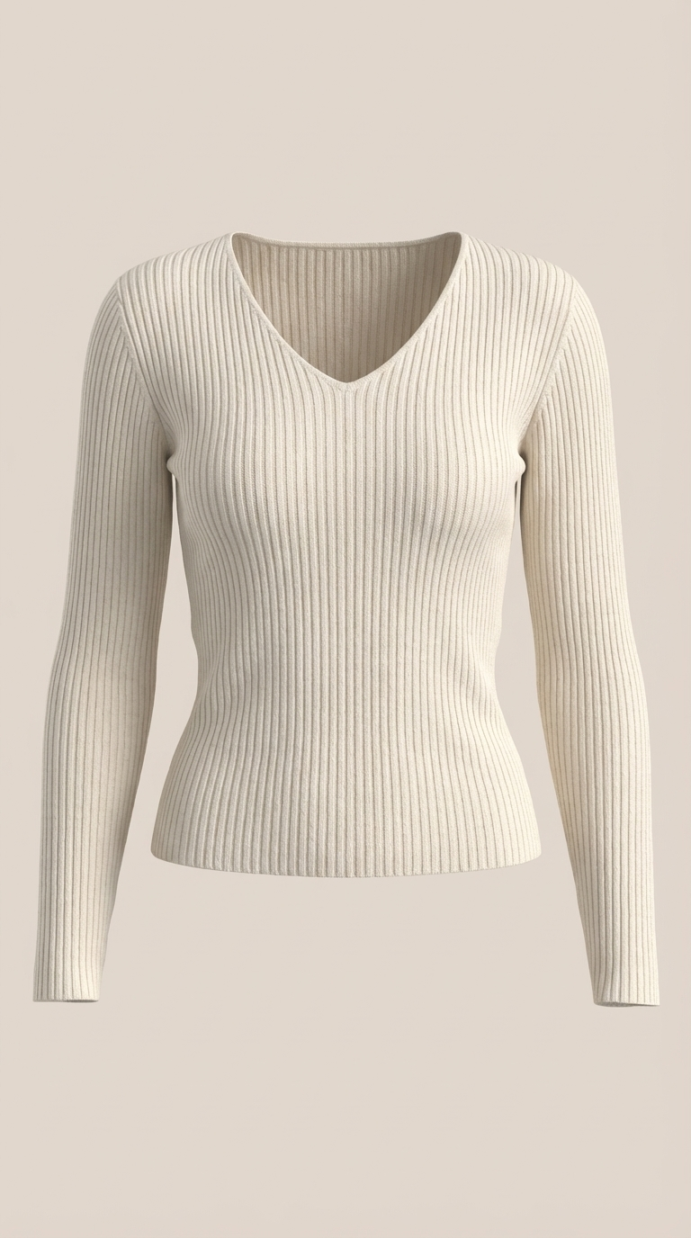 Michelle Women's Soft Ribbed V-Neck Knit Jumper