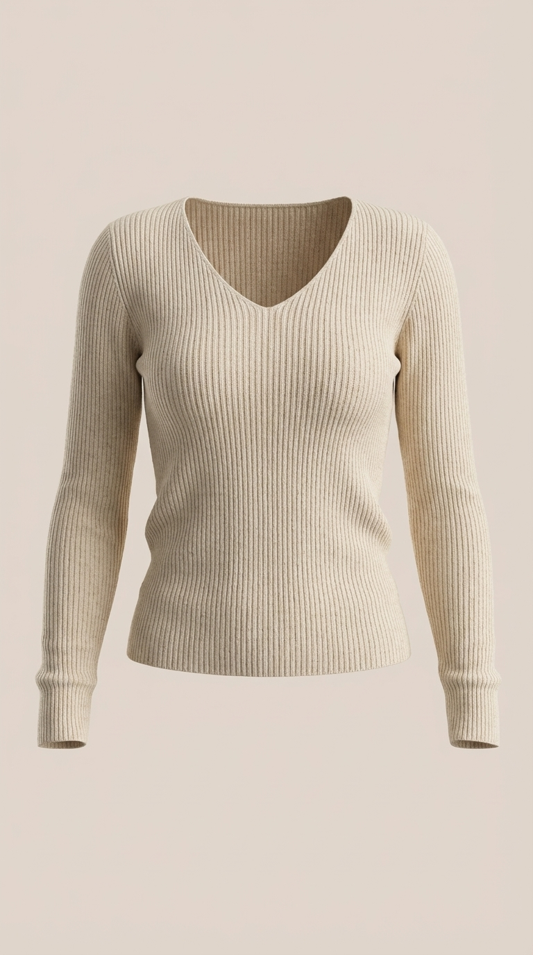 Michelle Women's Soft Ribbed V-Neck Knit Jumper