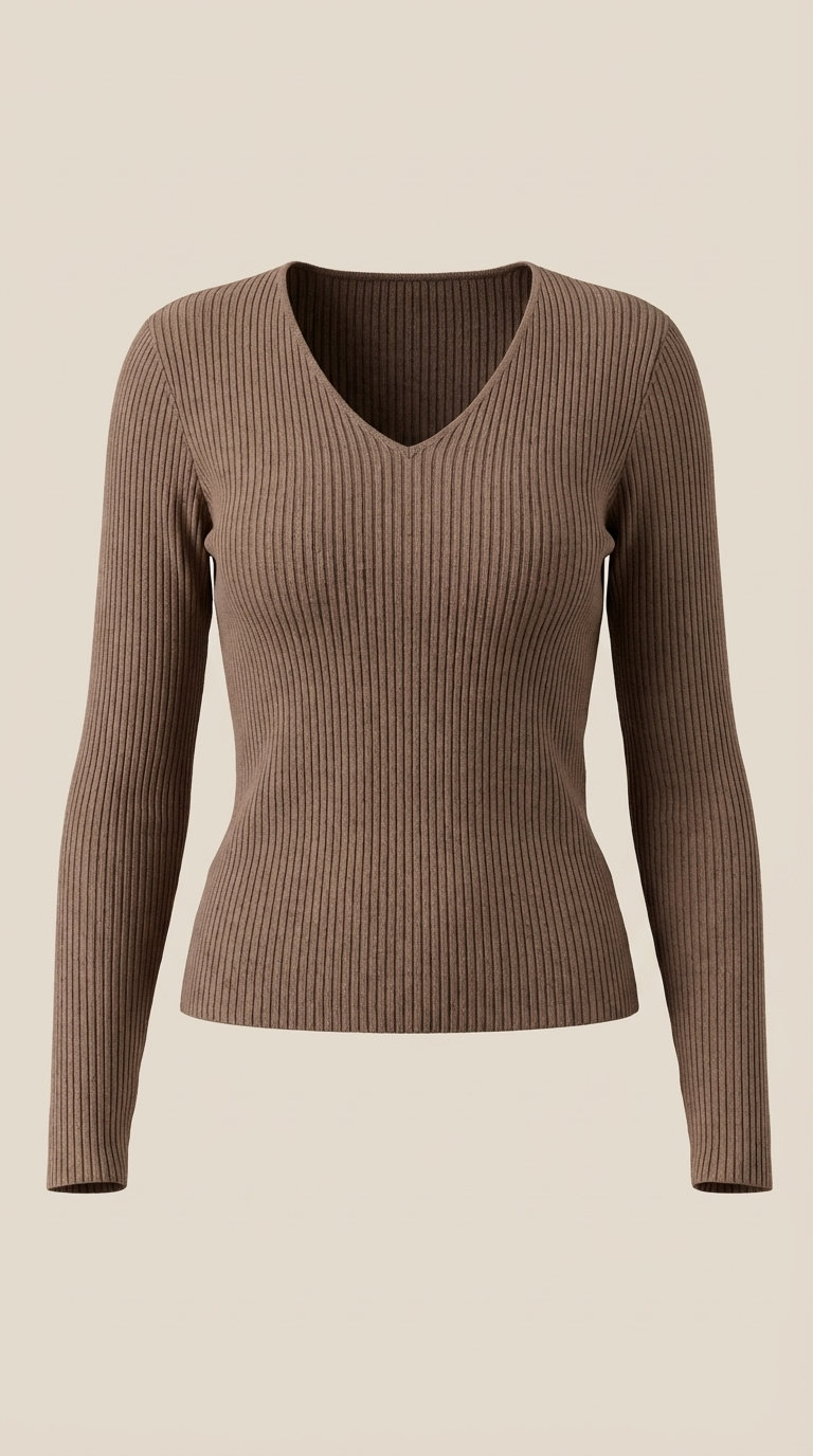 Michelle Women's Soft Ribbed V-Neck Knit Jumper