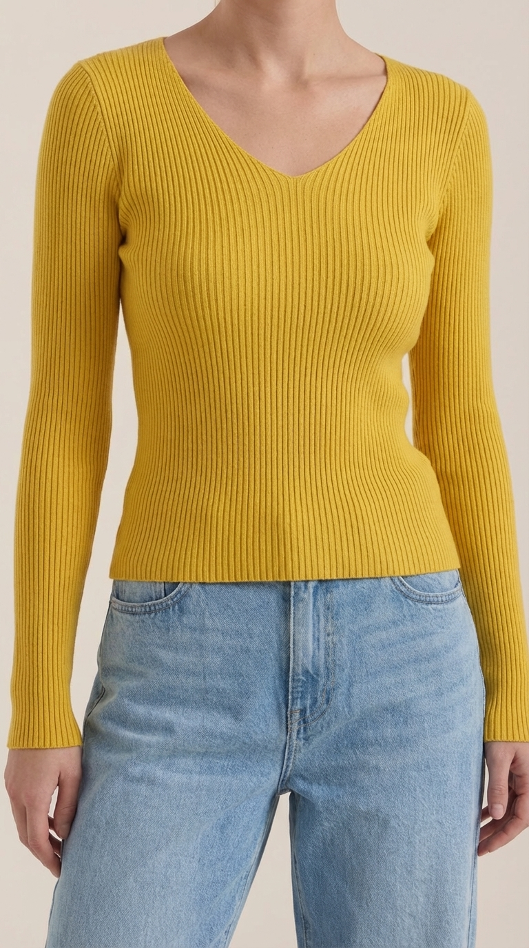 Michelle Women's Soft Ribbed V-Neck Knit Jumper