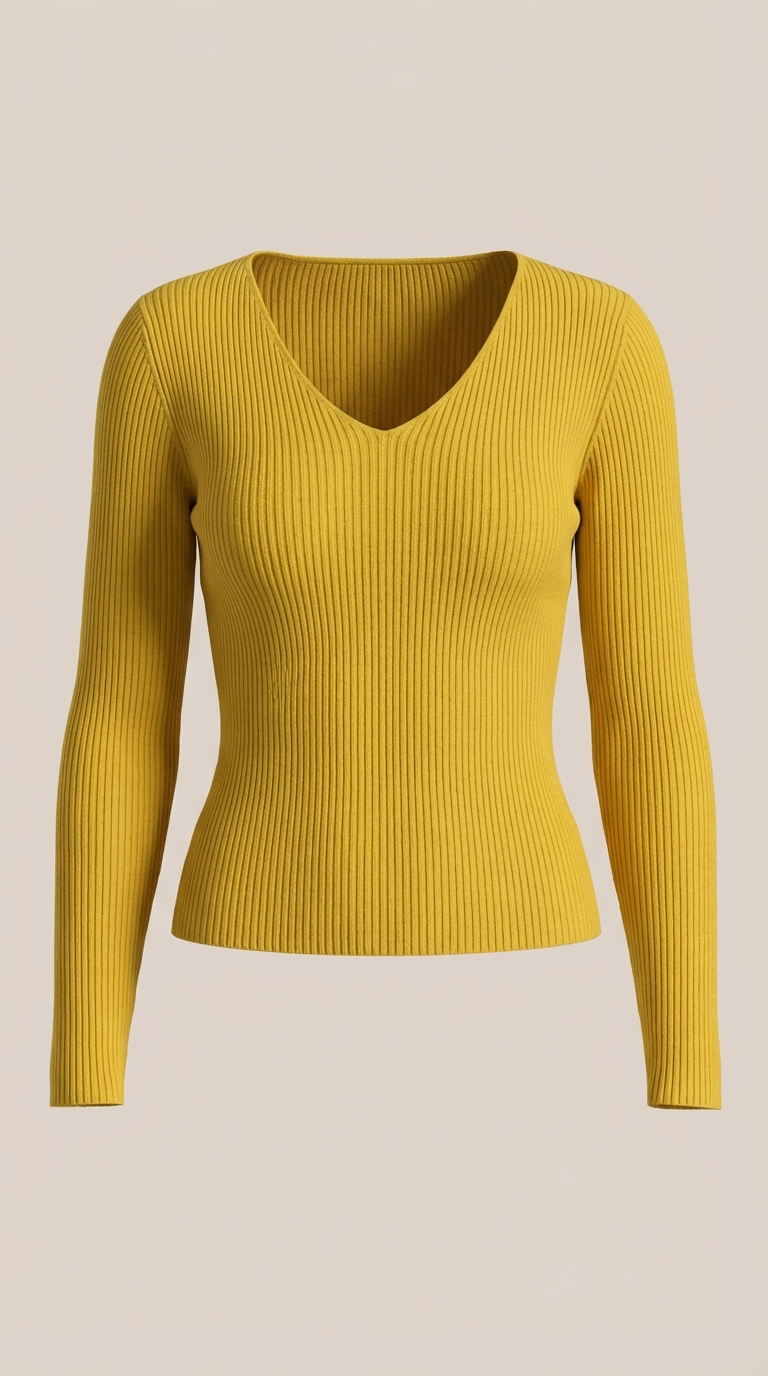 Michelle Women's Soft Ribbed V-Neck Knit Jumper