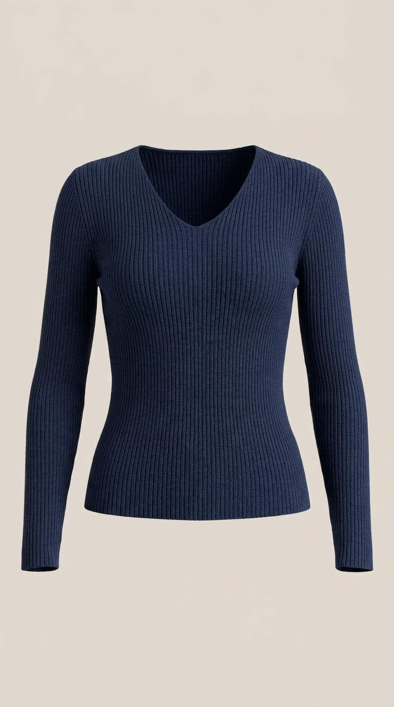 Michelle Women's Soft Ribbed V-Neck Knit Jumper