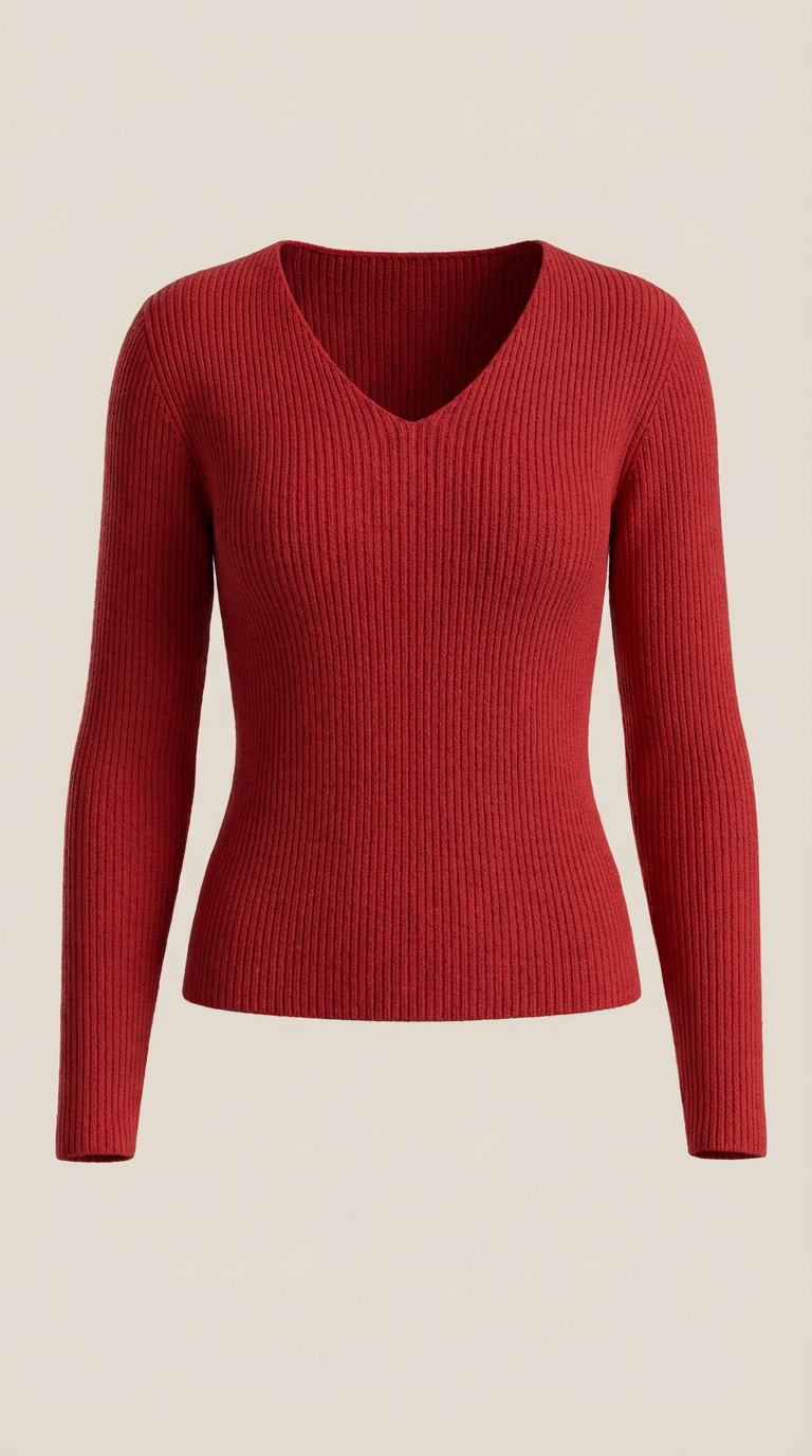 Michelle Women's Soft Ribbed V-Neck Knit Jumper