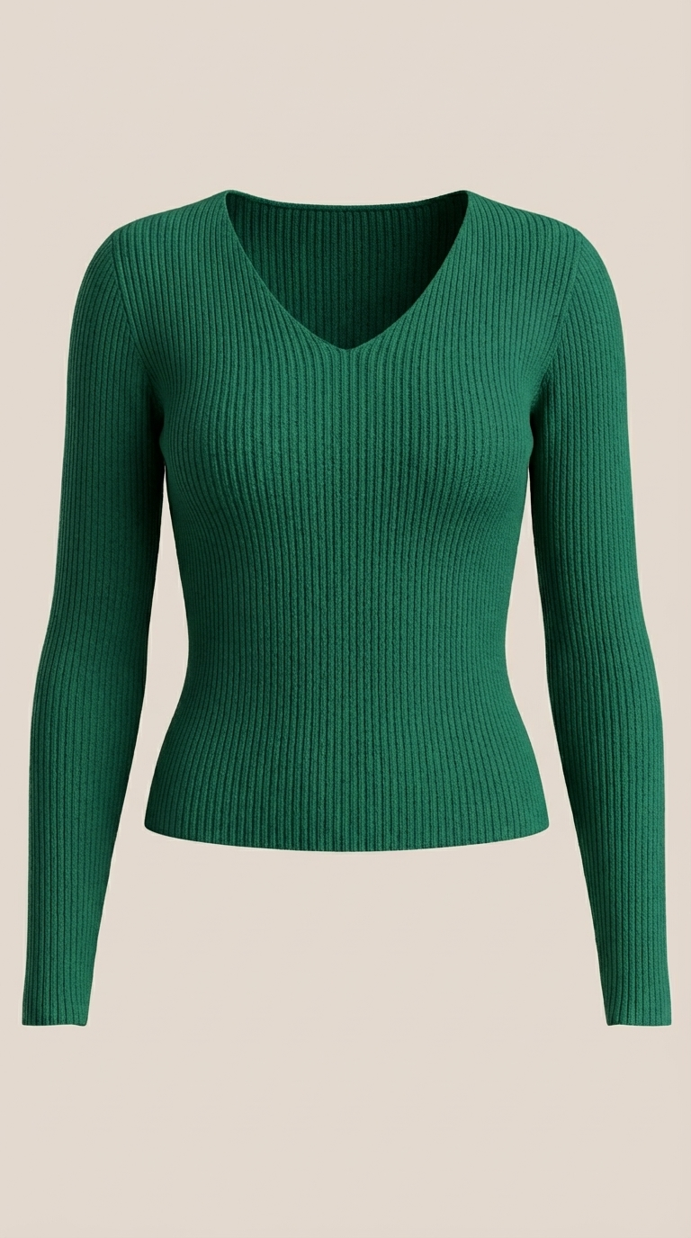 Michelle Women's Soft Ribbed V-Neck Knit Jumper