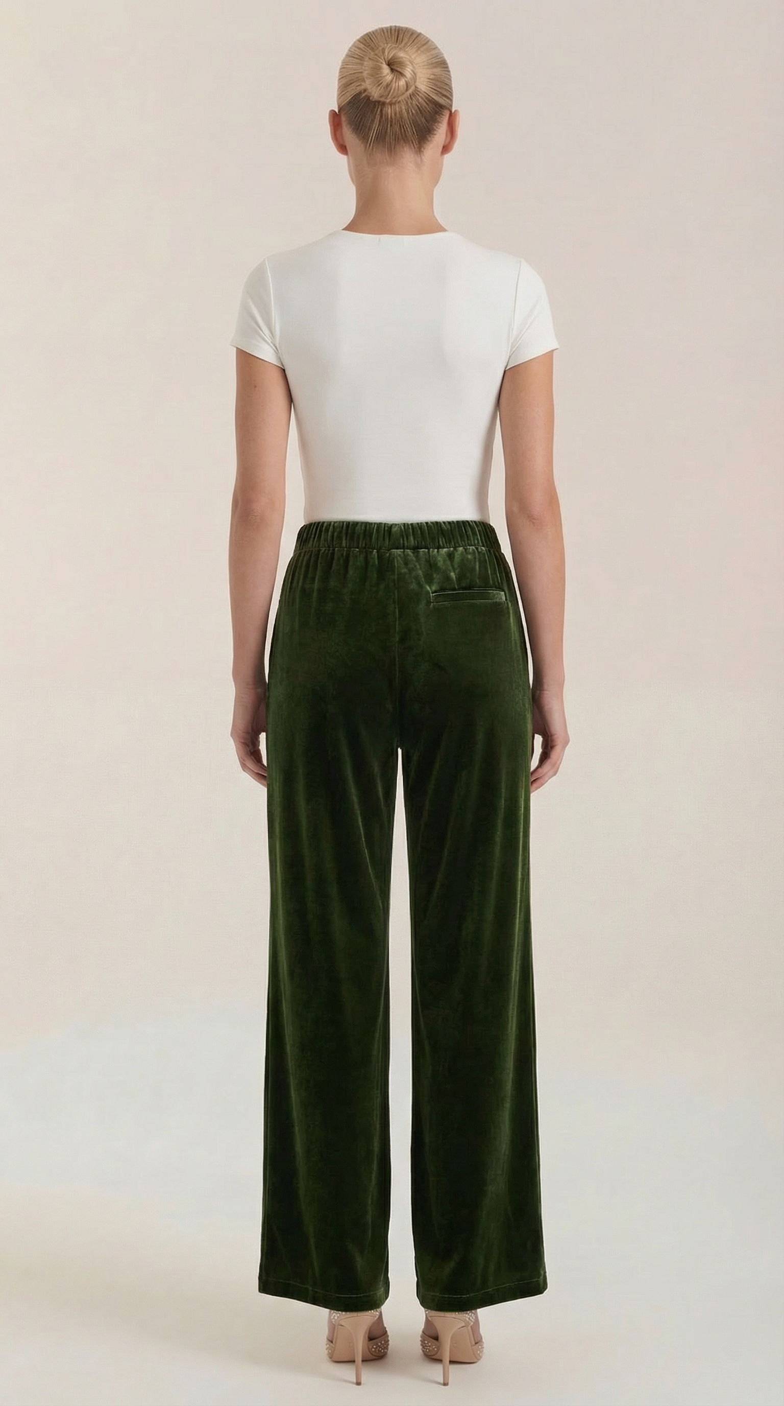 Nadine Women's High Waist Velvet Wide Leg Trousers