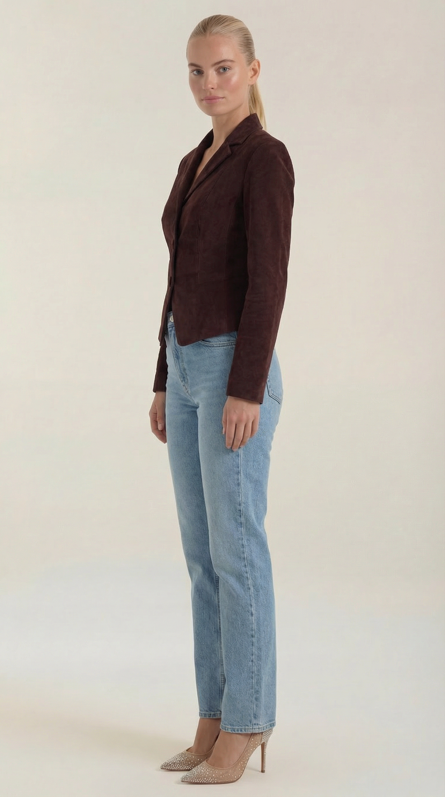 Natasha Women's Tailored Velvet Button Jacket