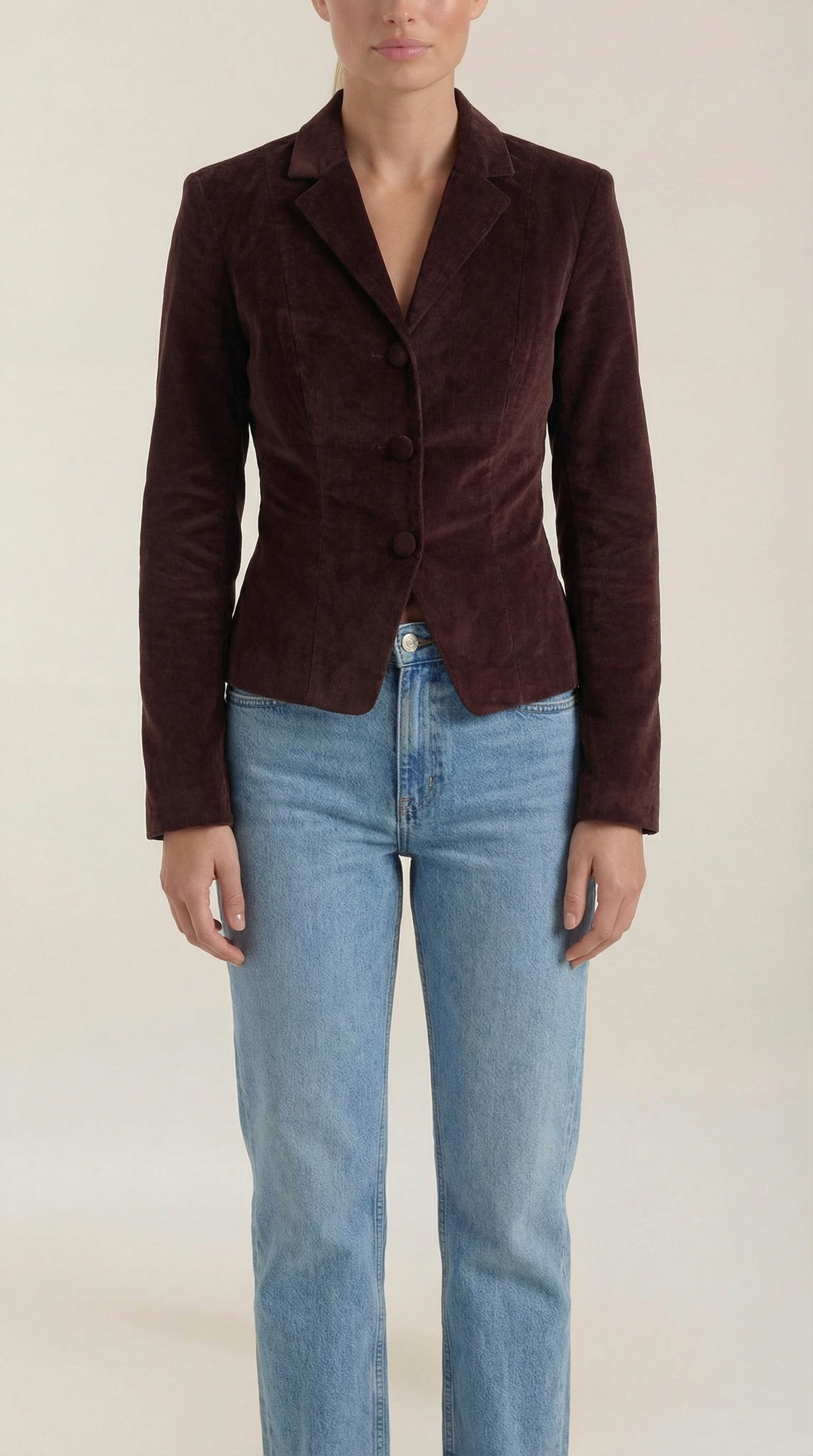 Natasha Women's Tailored Velvet Button Jacket
