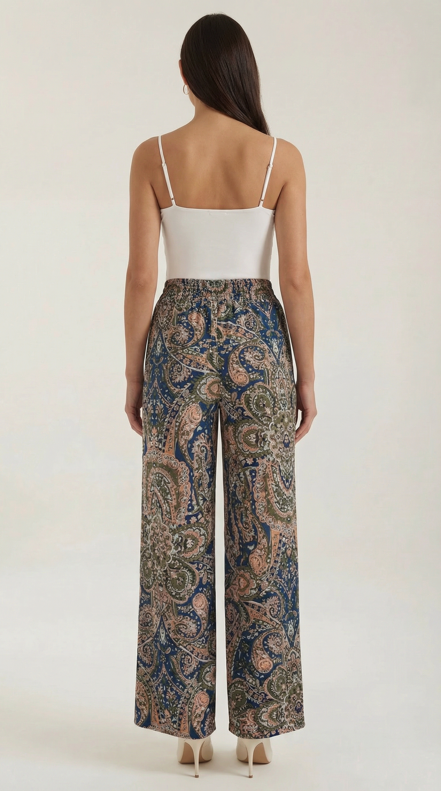 Pam Women's Flowy Wide Leg Paisley Print Trousers