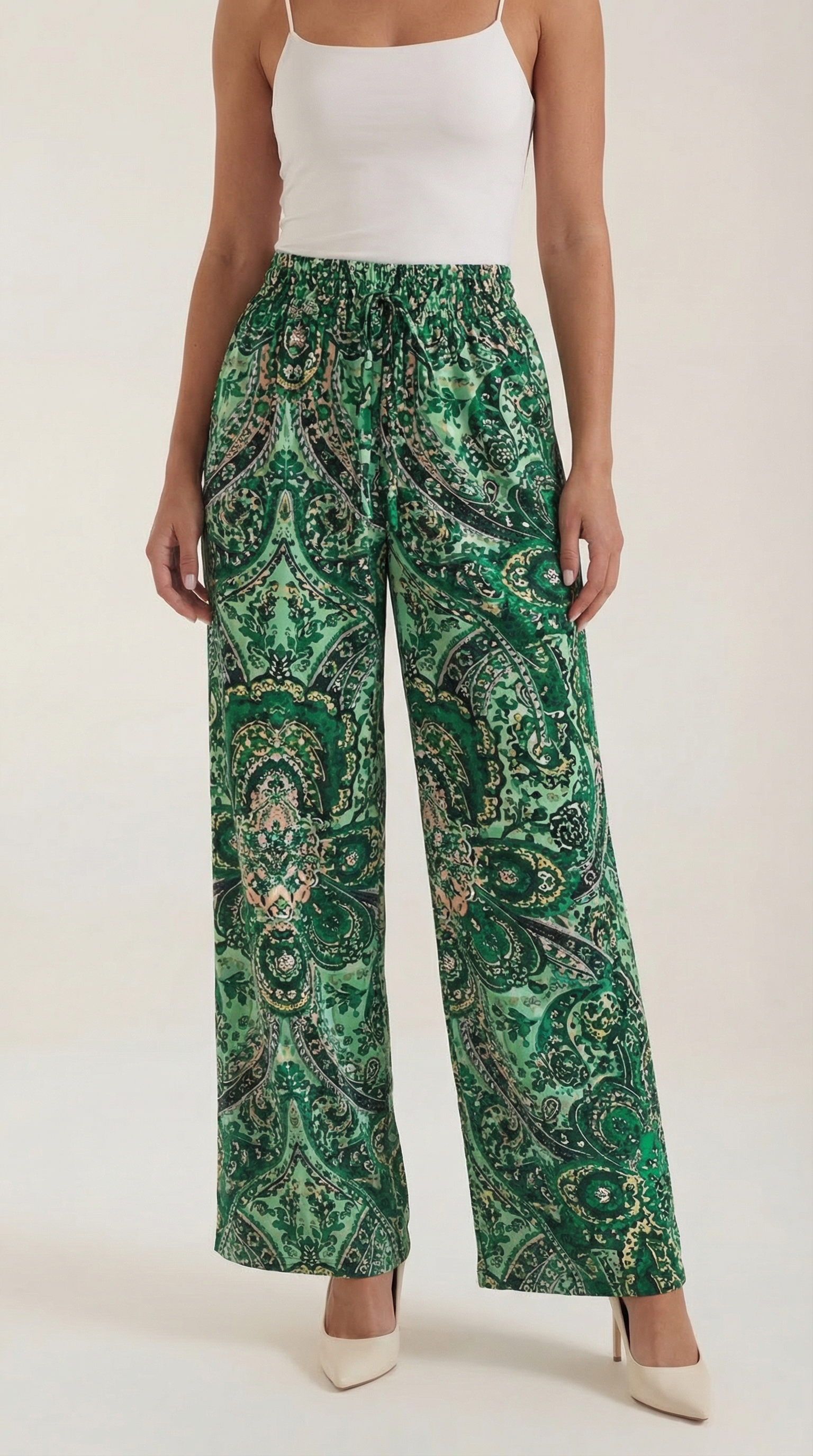 Pam Women's Flowy Wide Leg Paisley Print Trousers