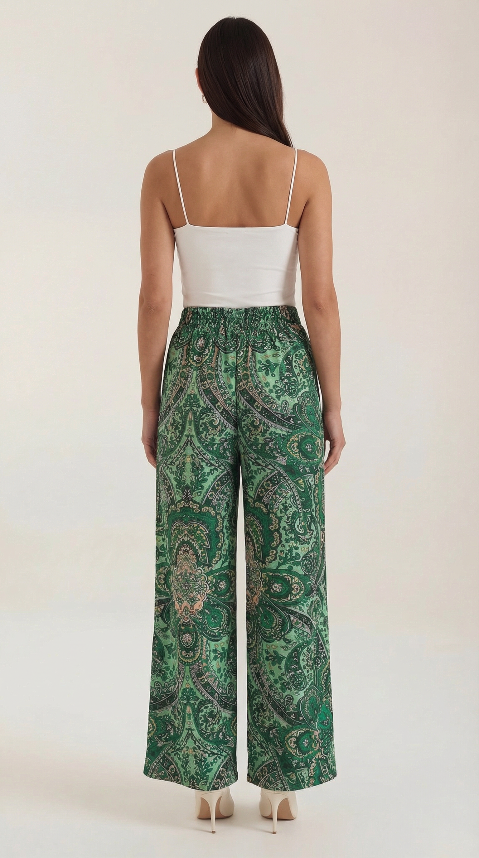 Pam Women's Flowy Wide Leg Paisley Print Trousers
