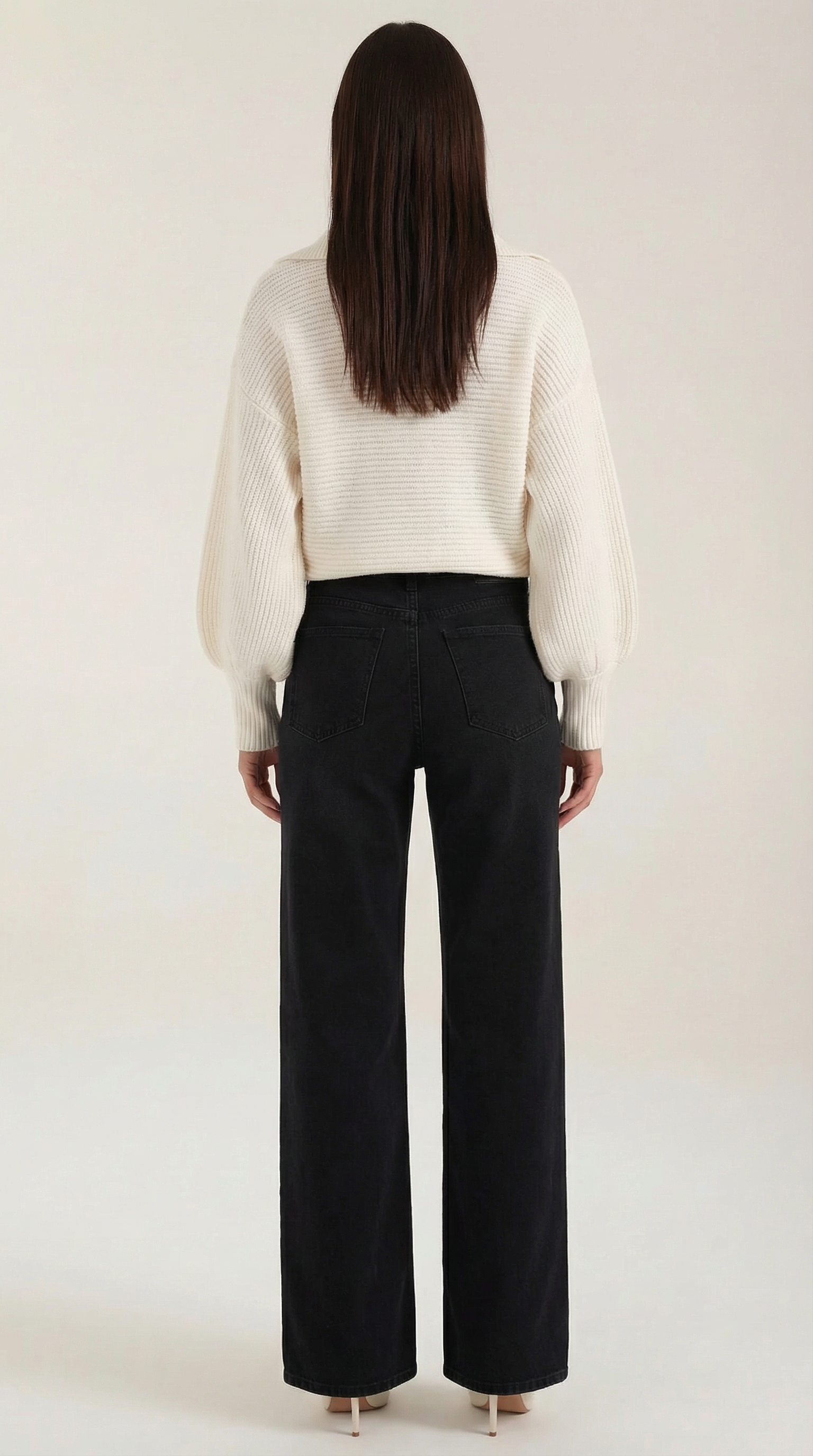 Pauline Women's Ribbed Collared Chunky Knit Jumper