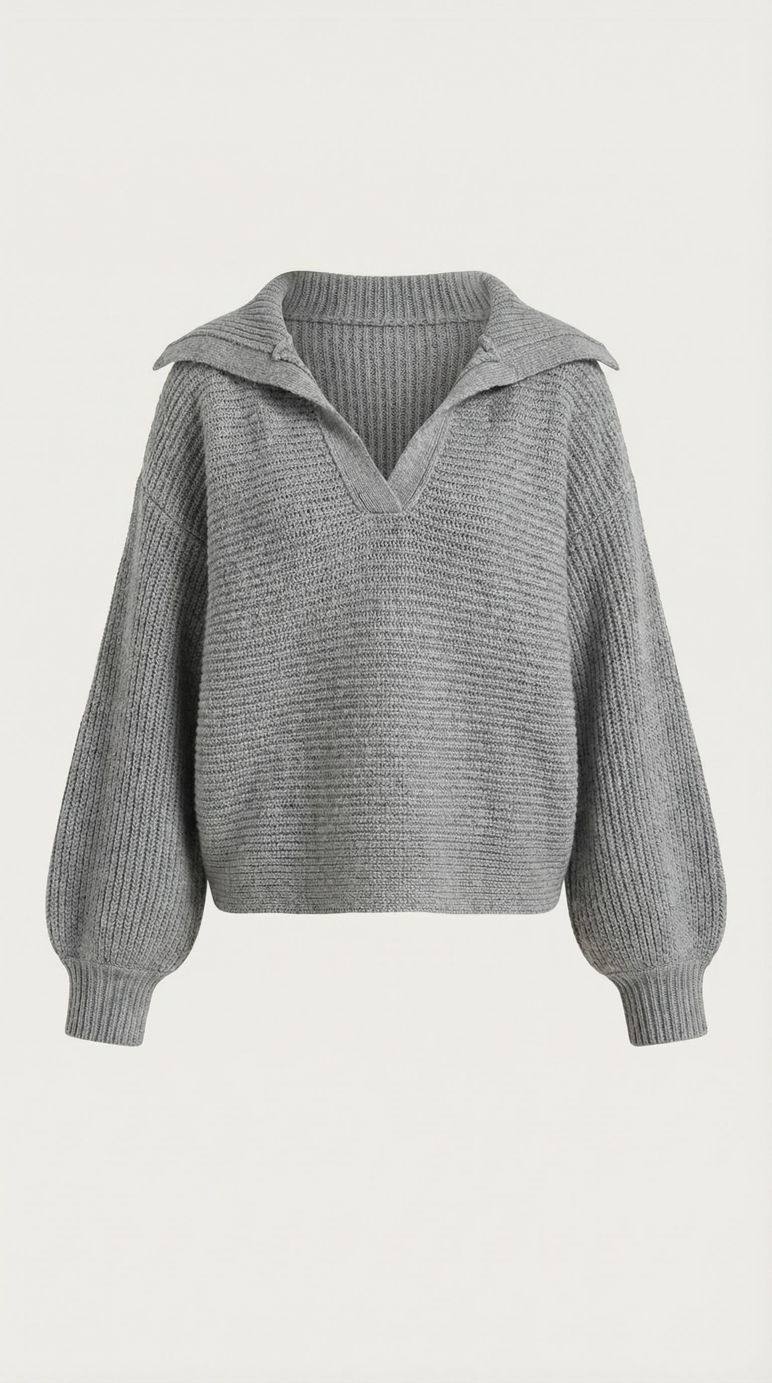 Pauline Women's Ribbed Collared Chunky Knit Jumper