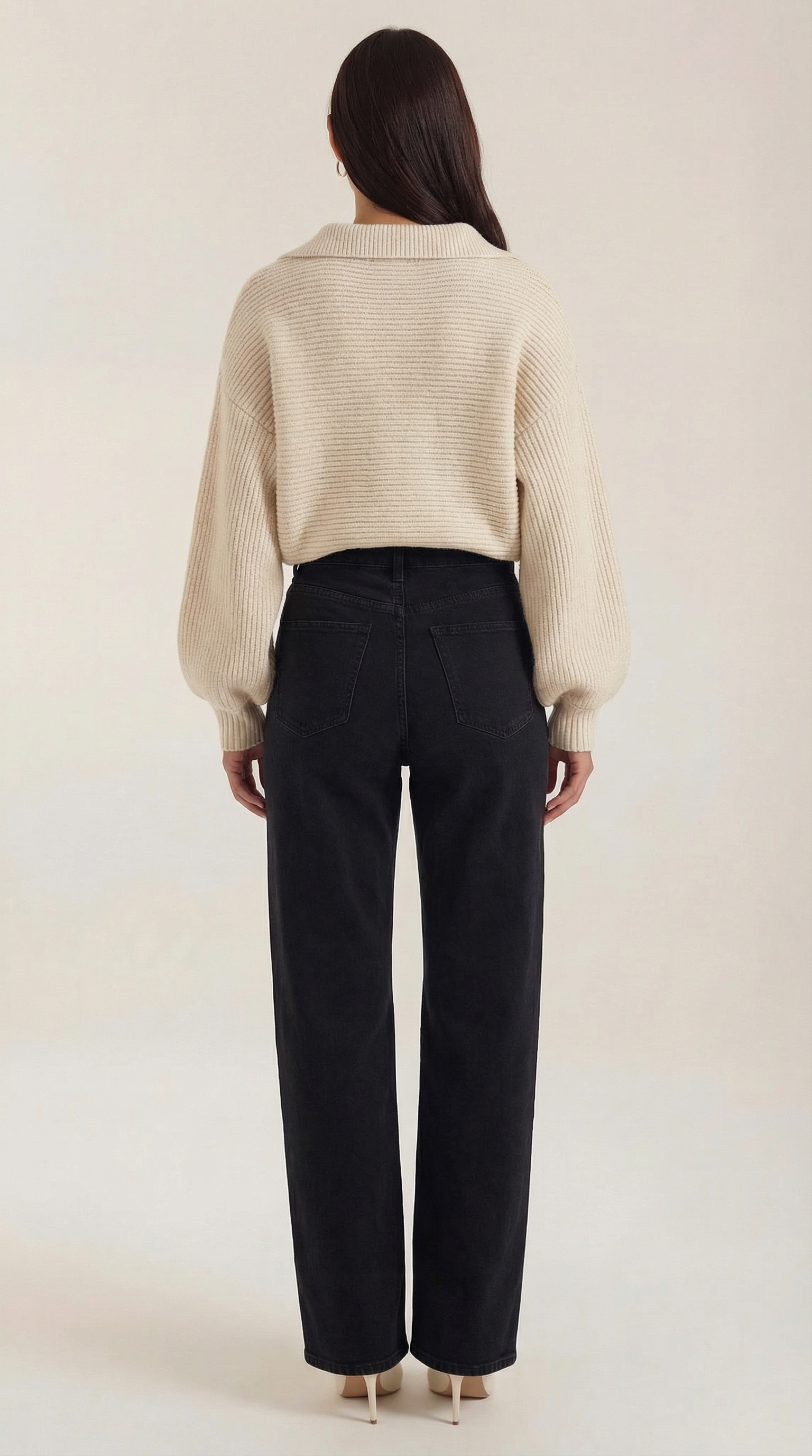 Pauline Women's Ribbed Collared Chunky Knit Jumper