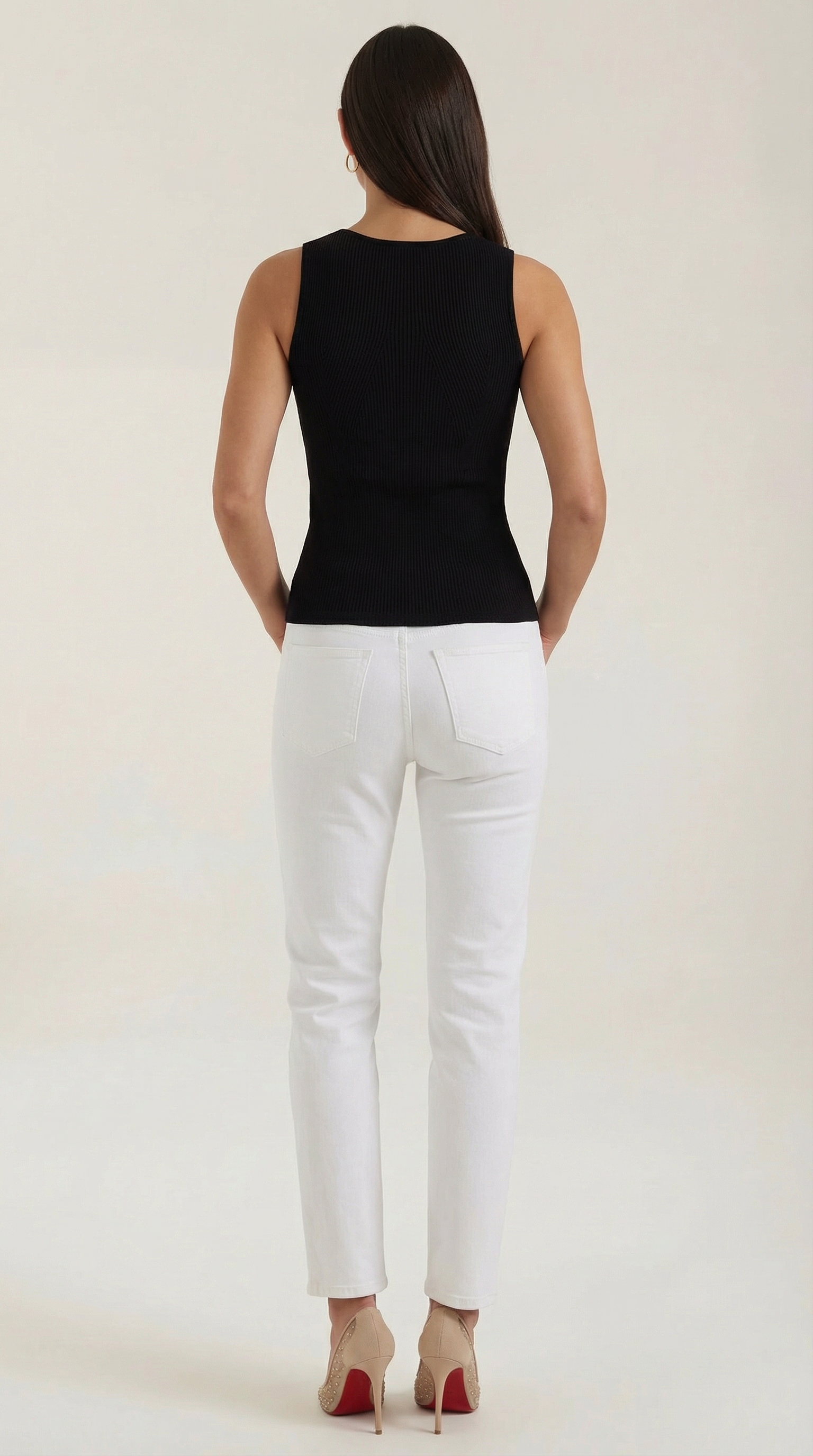 Rain Women's Fitted Crew Neck Ribbed Tank Top