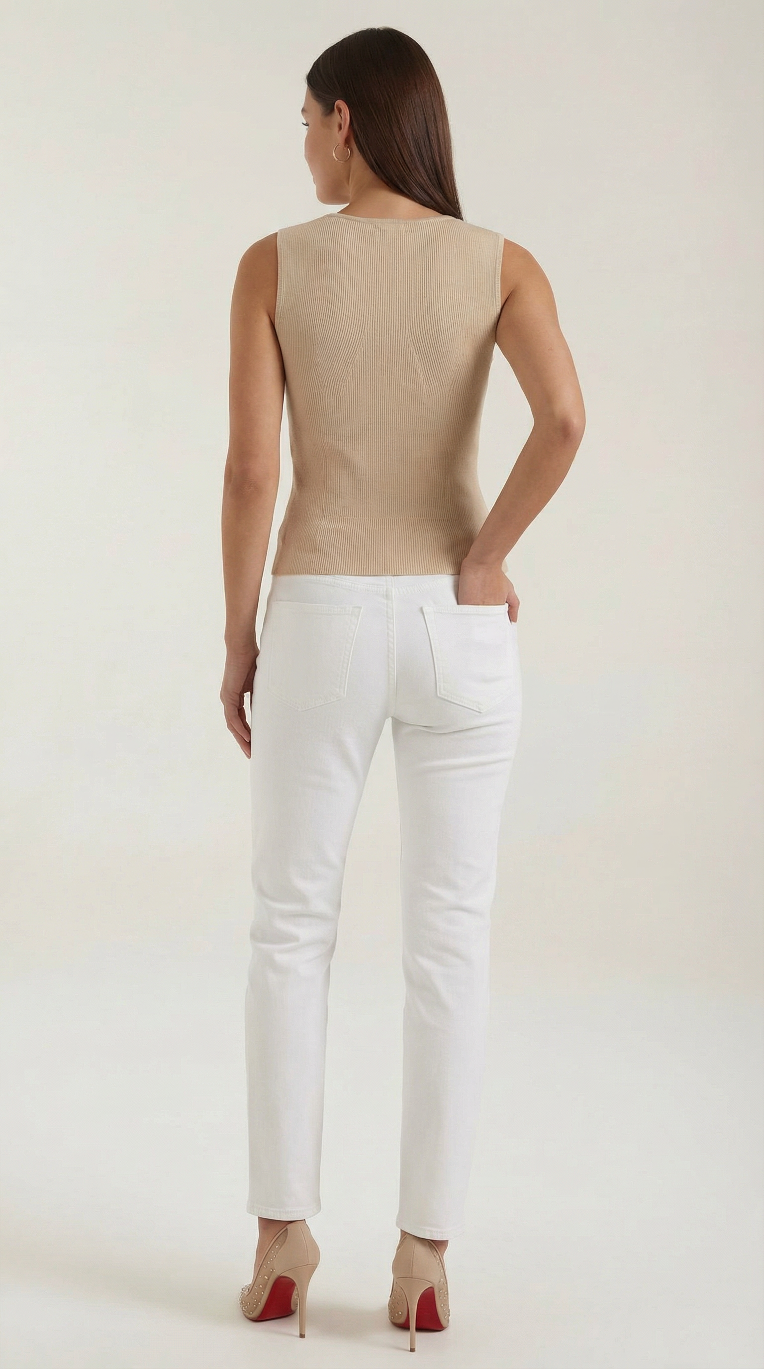 Rain Women's Fitted Crew Neck Ribbed Tank Top