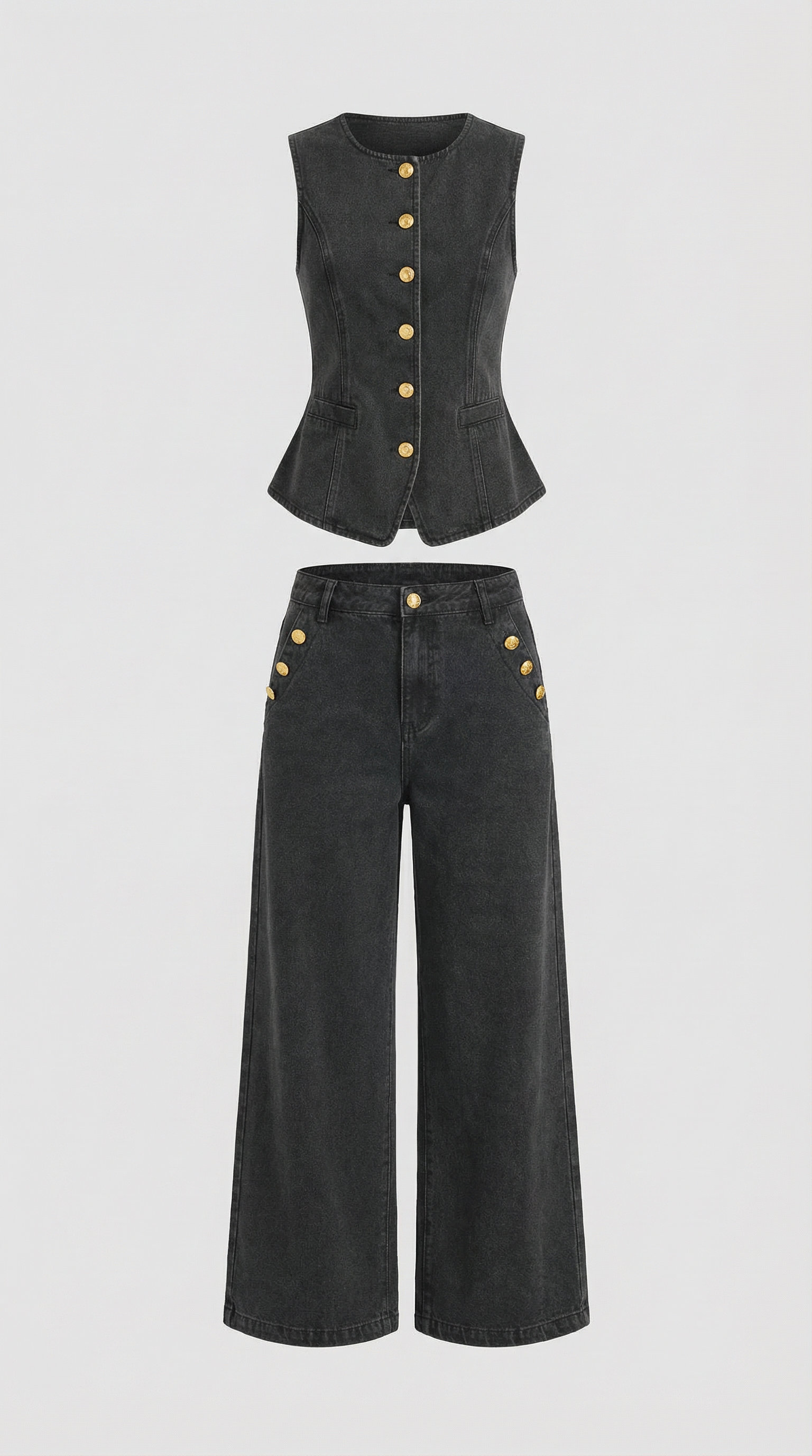 Rhonda Women's Denim Waistcoat and Wide Leg Trouser Set