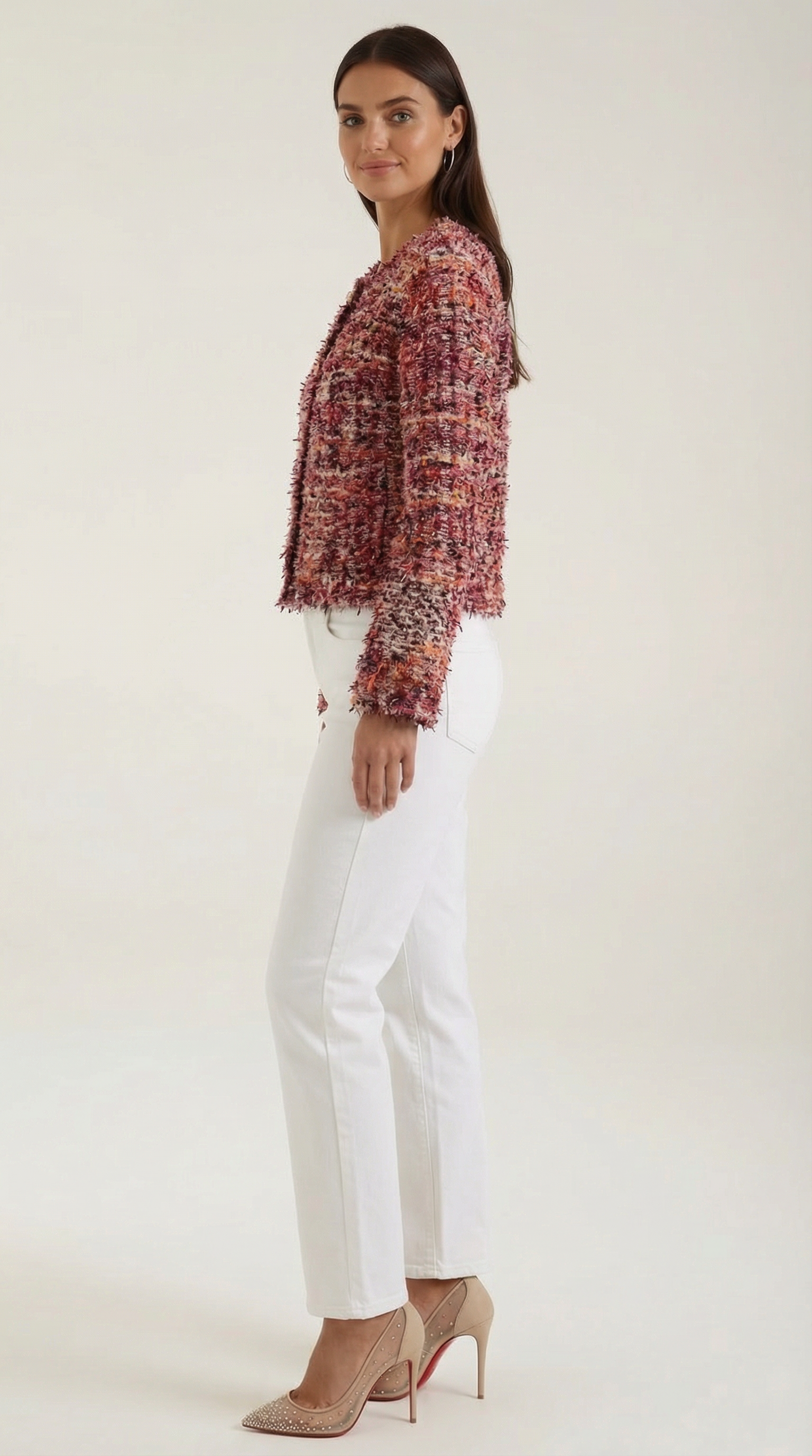Rosaria Women's Cropped Boucle Knitted Cardigan
