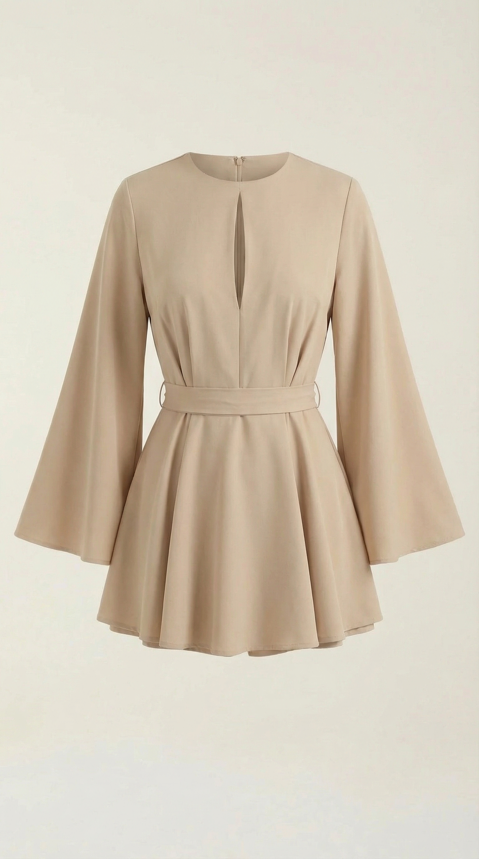 Serena Women's Flowy Bell Sleeve Tie Waist Mini Dress