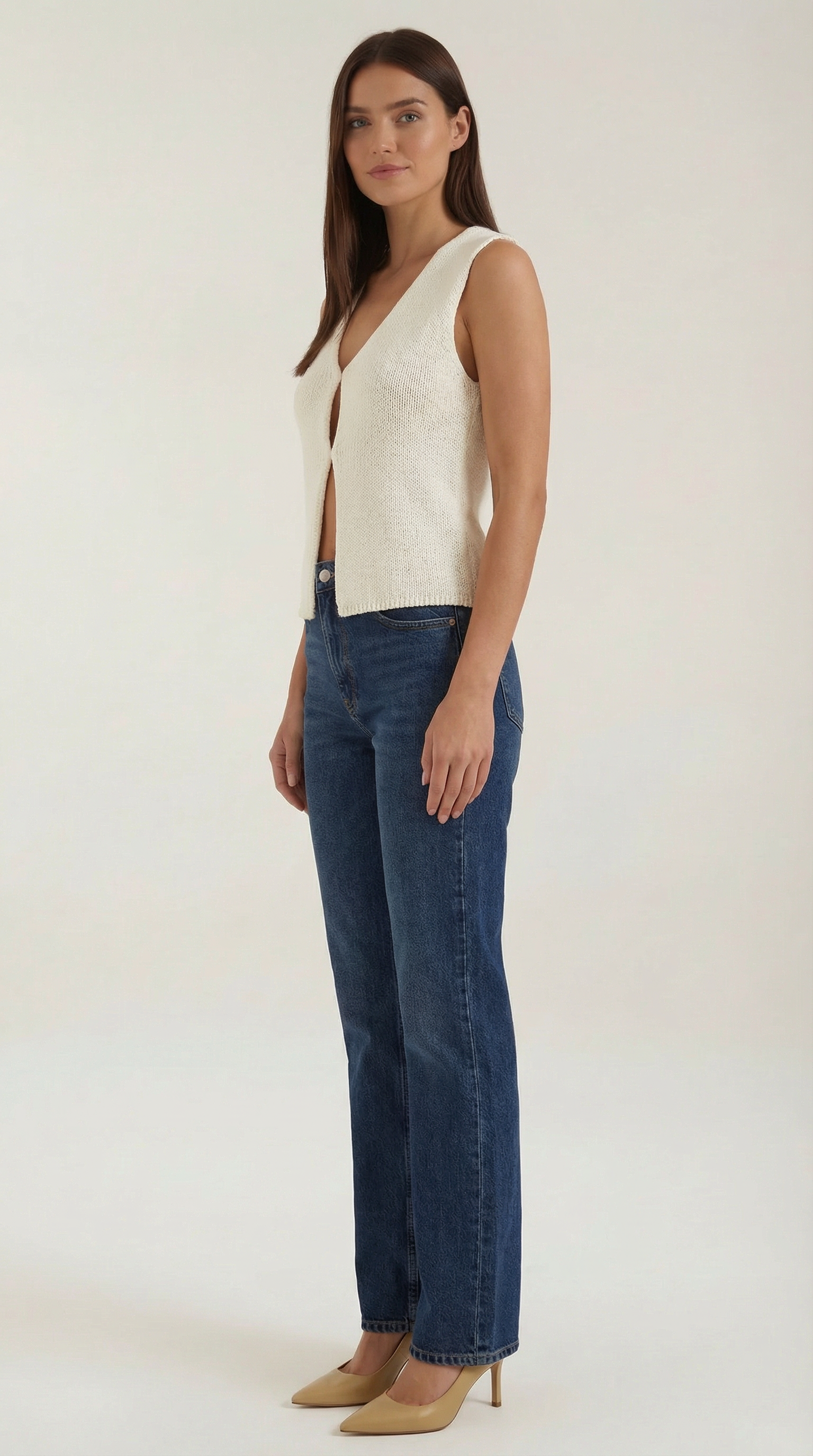 Sharon Women's V-Neck Cut-Out Knitted Vest Top
