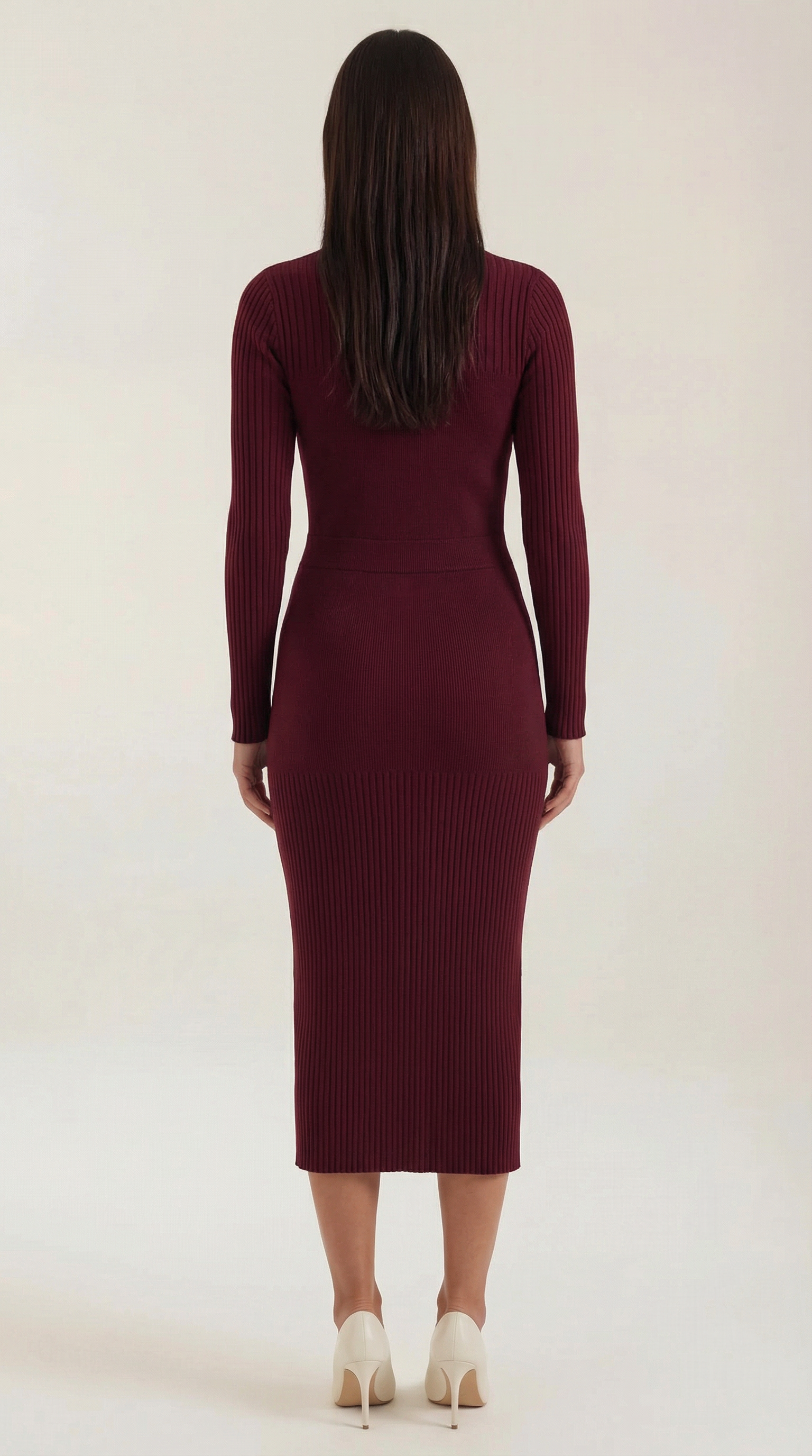 Sheila Women's Crew Neck Ribbed Bodycon Midi Dress