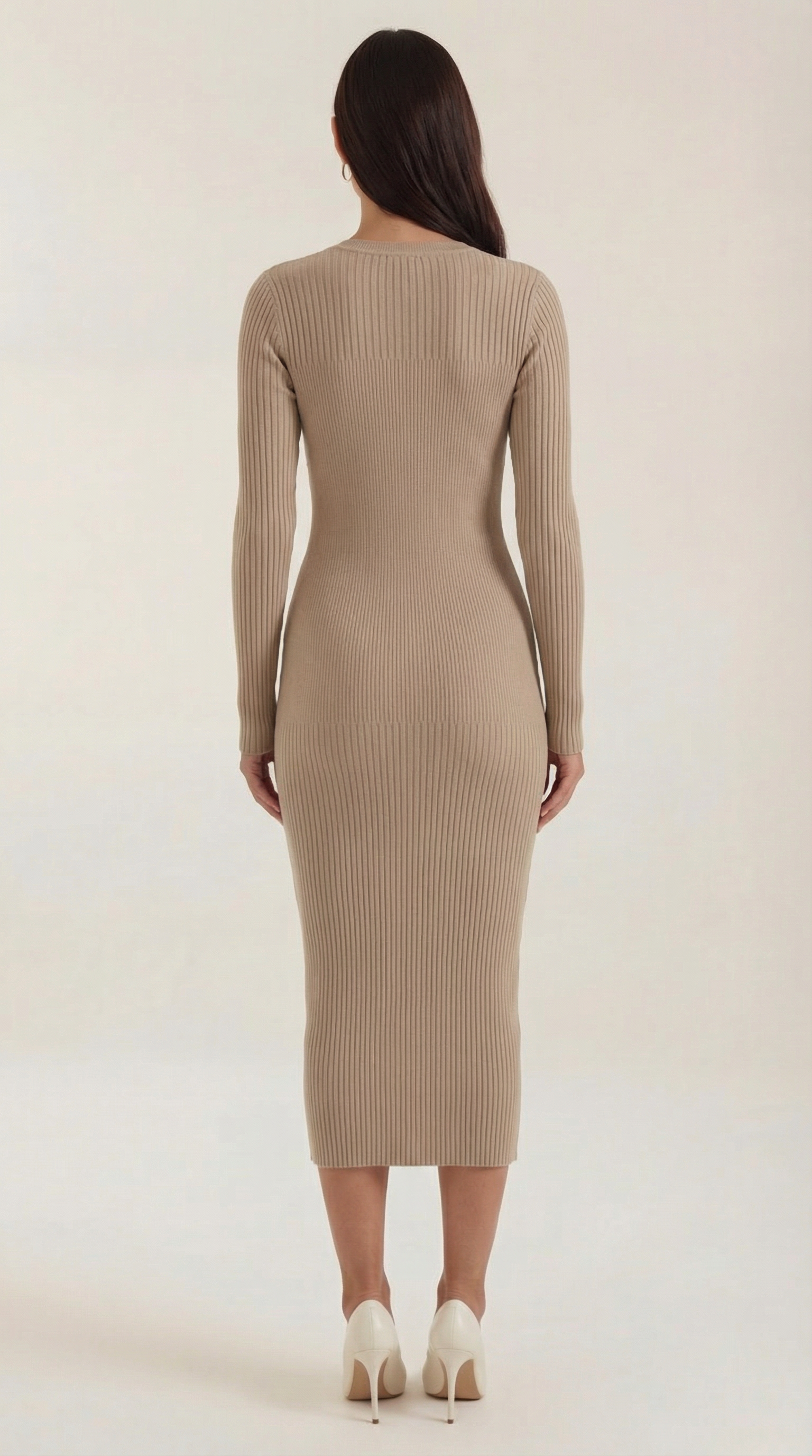 Sheila Women's Crew Neck Ribbed Bodycon Midi Dress