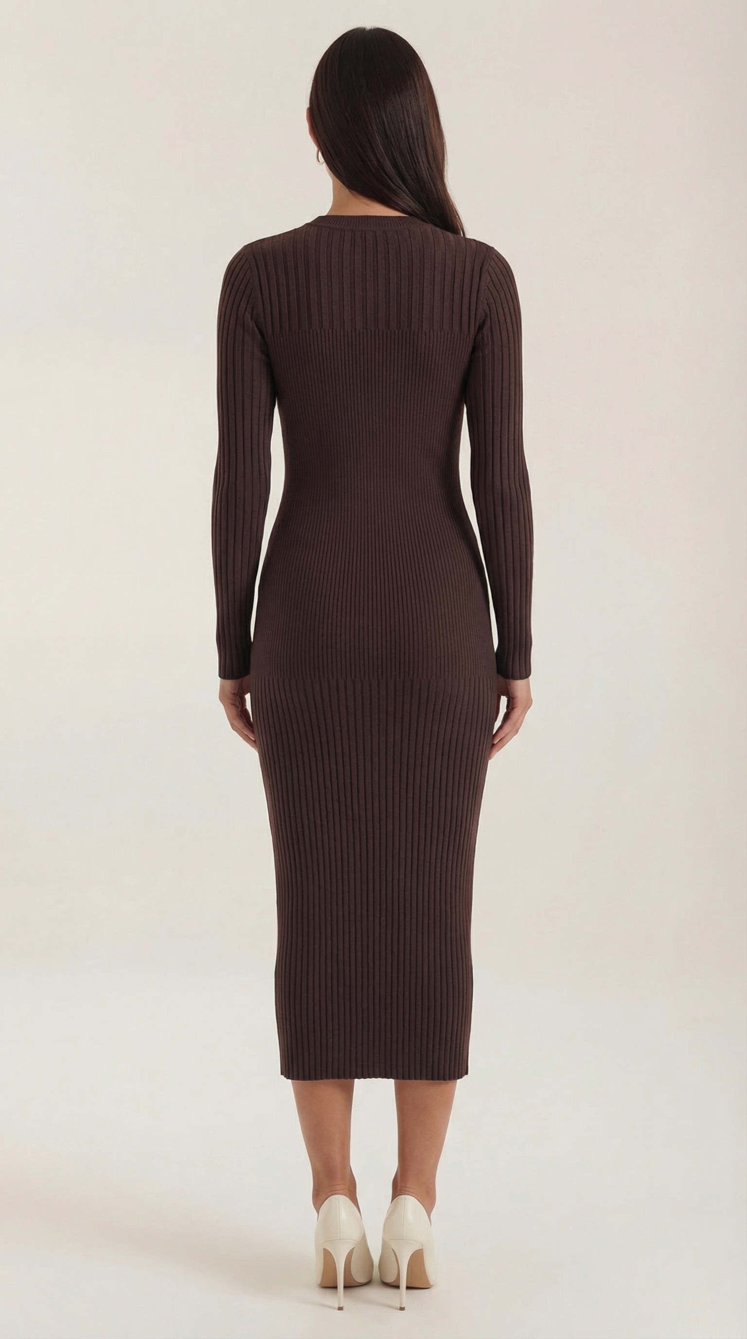 Sheila Women's Crew Neck Ribbed Bodycon Midi Dress