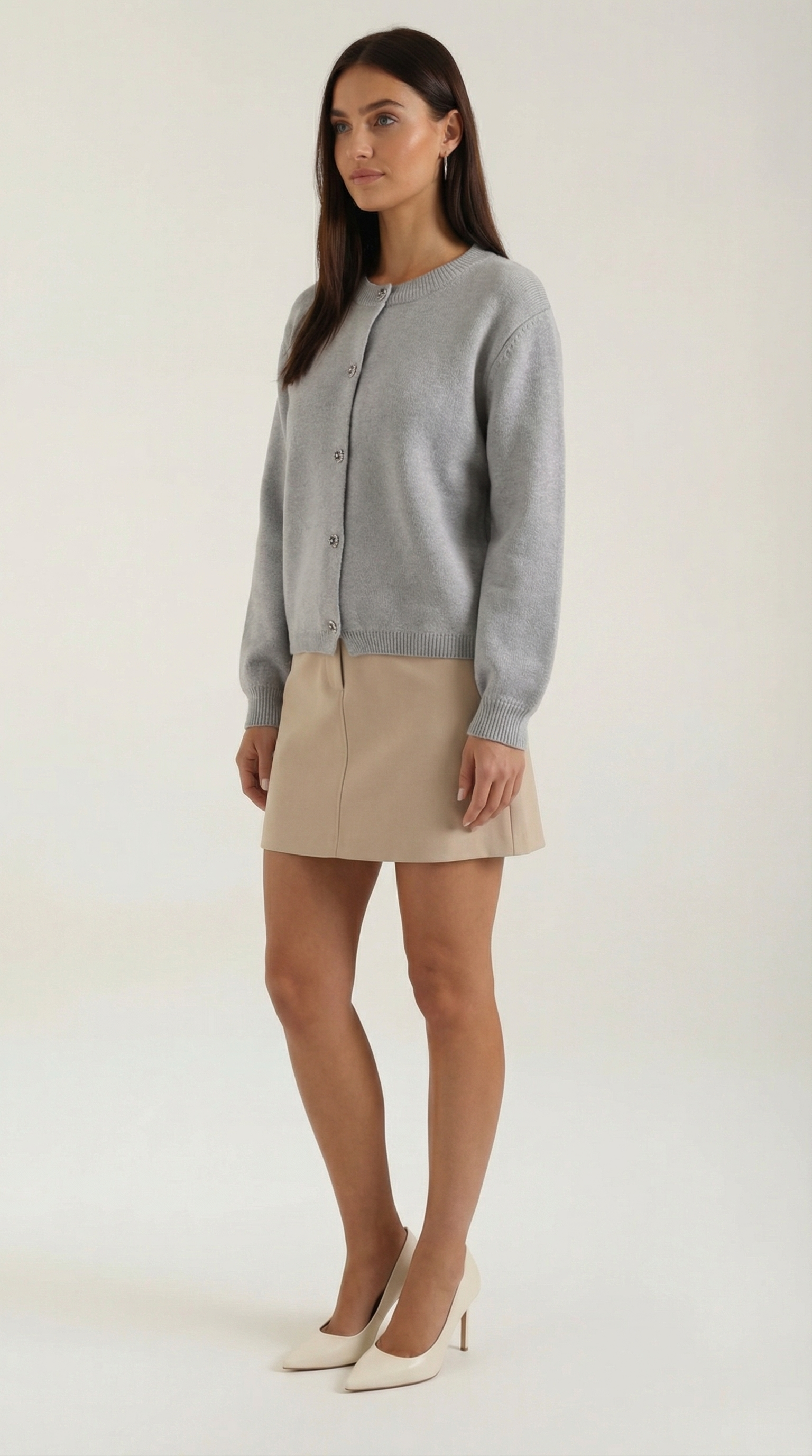 Sherry Women's Crew Neck Knitted Button-Up Cardigan