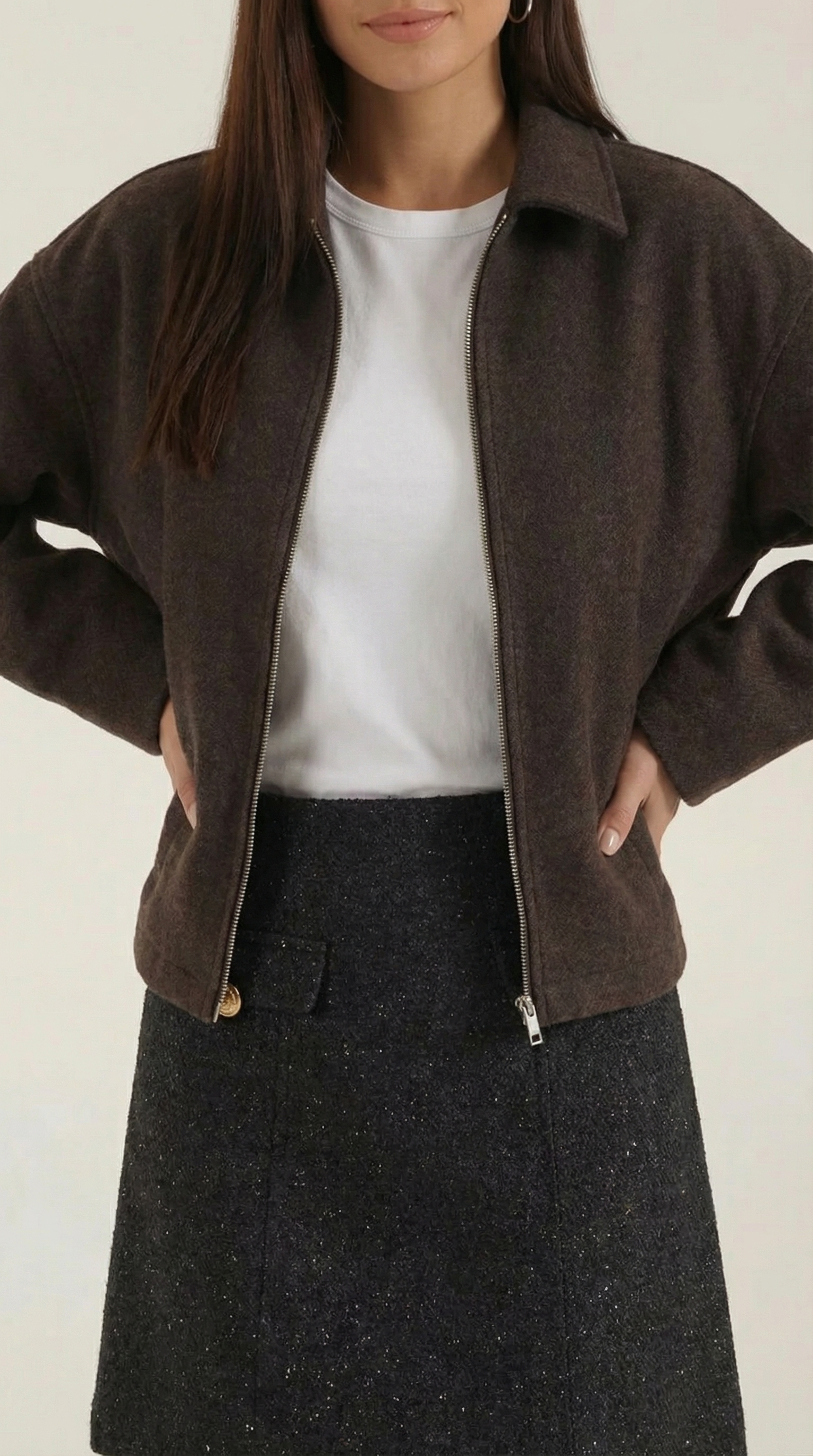 Teresa Women's Zip-Up Collared Jacket with Pockets