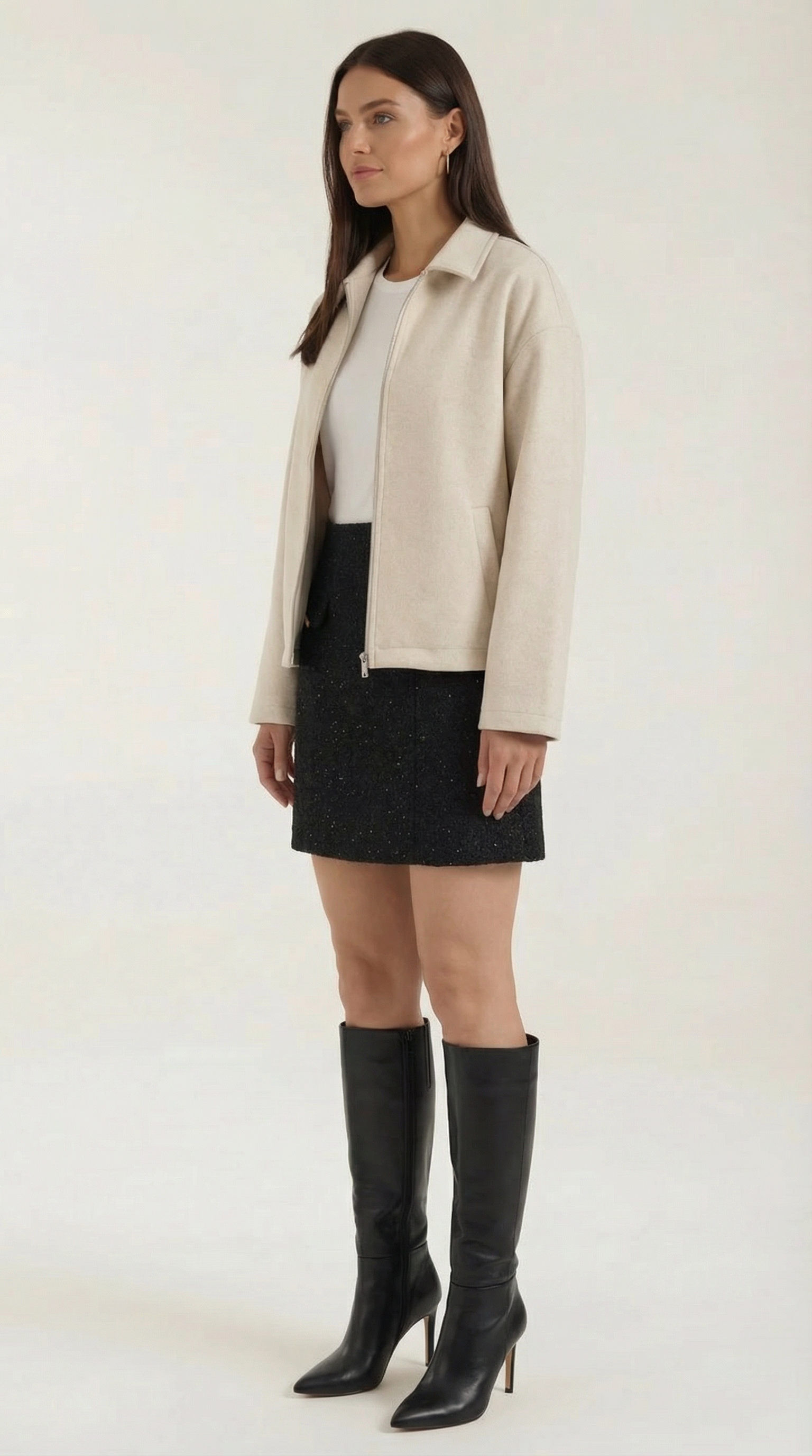 Teresa Women's Zip-Up Collared Jacket with Pockets