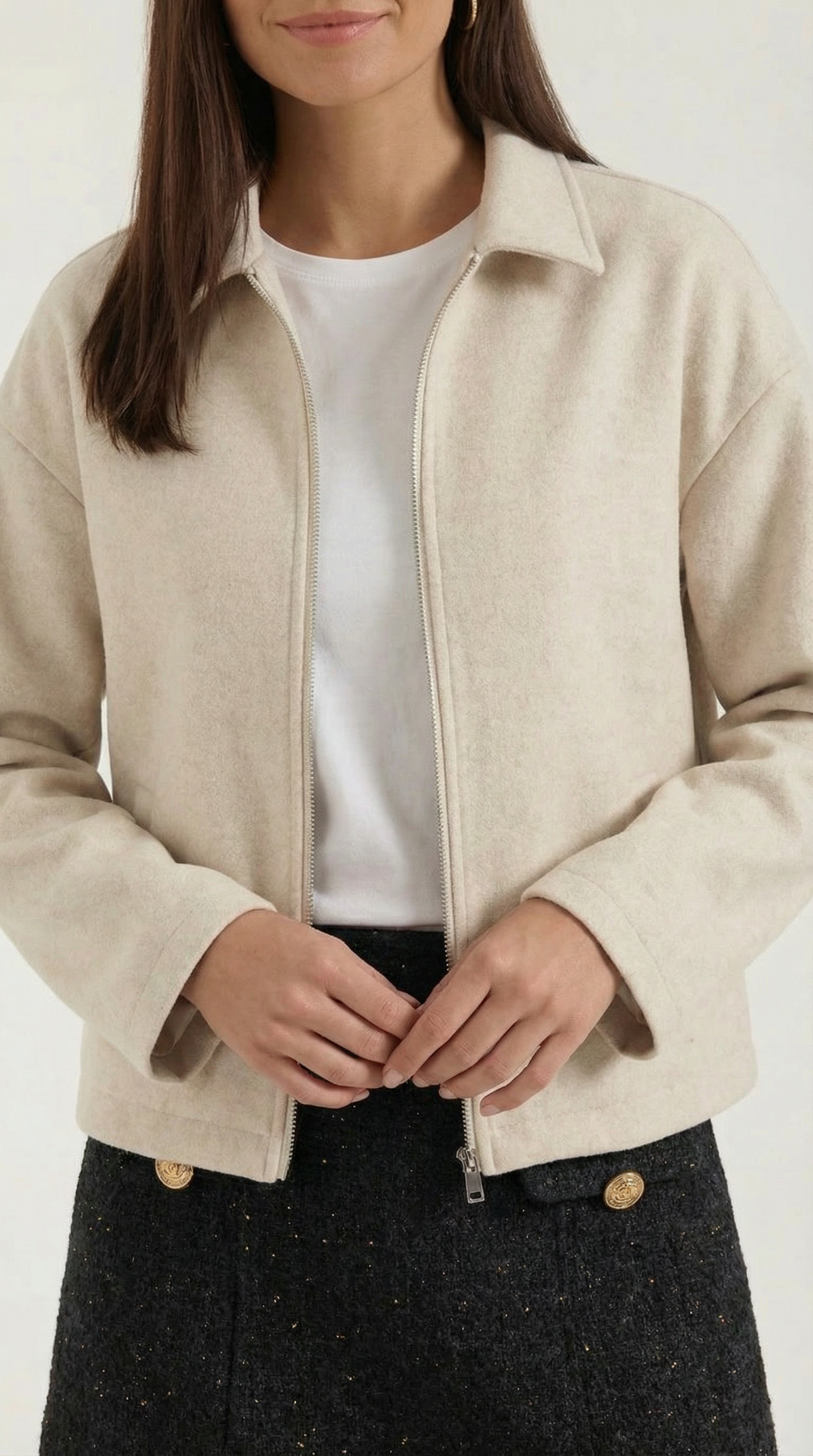 Teresa Women's Zip-Up Collared Jacket with Pockets
