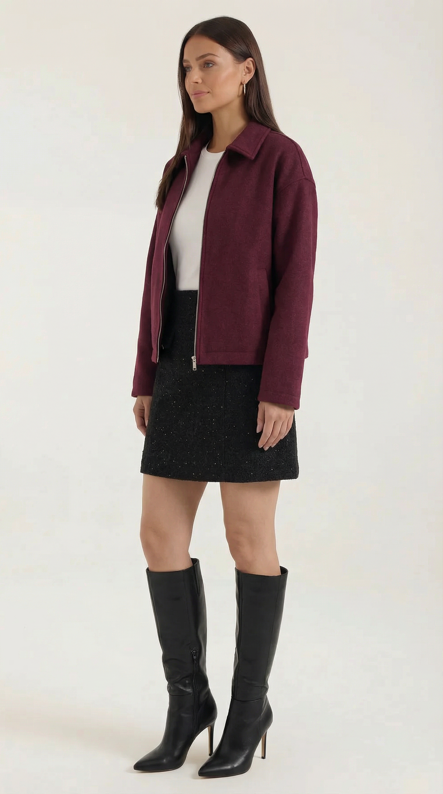 Teresa Women's Zip-Up Collared Jacket with Pockets