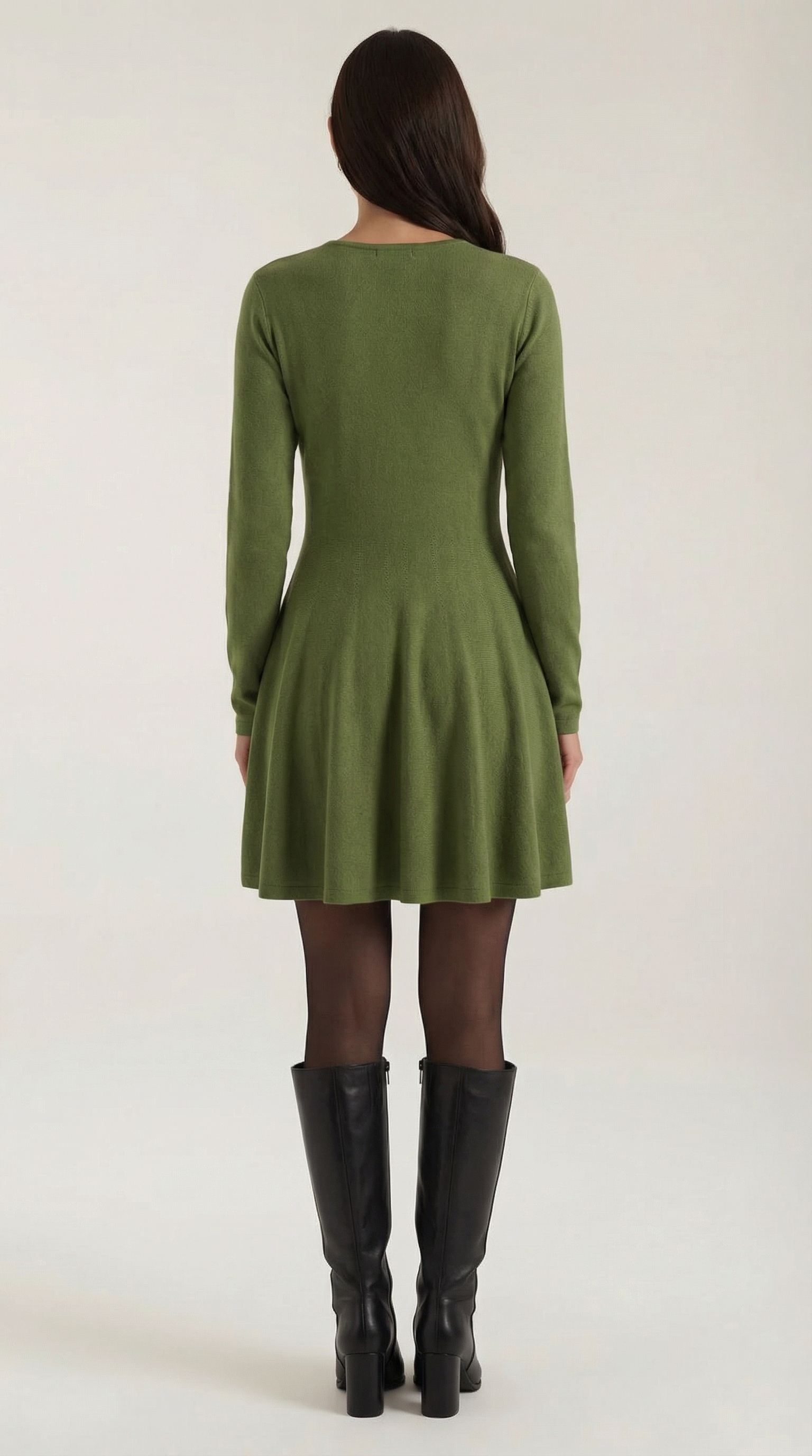 Tiffany Women's Pleated Long Sleeve Flare Mini Dress