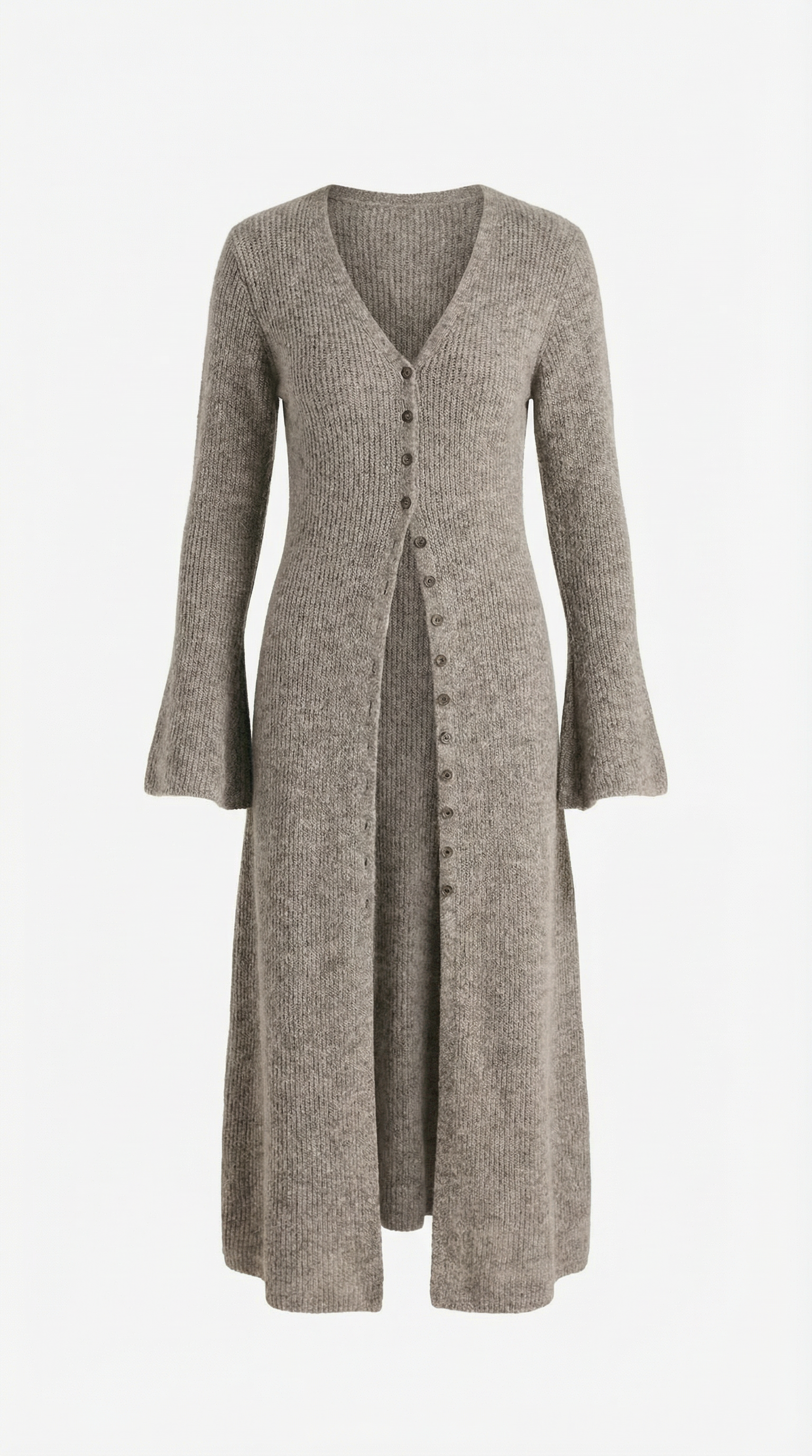 Valerie Women's Longline Ribbed V-Neck Maxi Cardigan