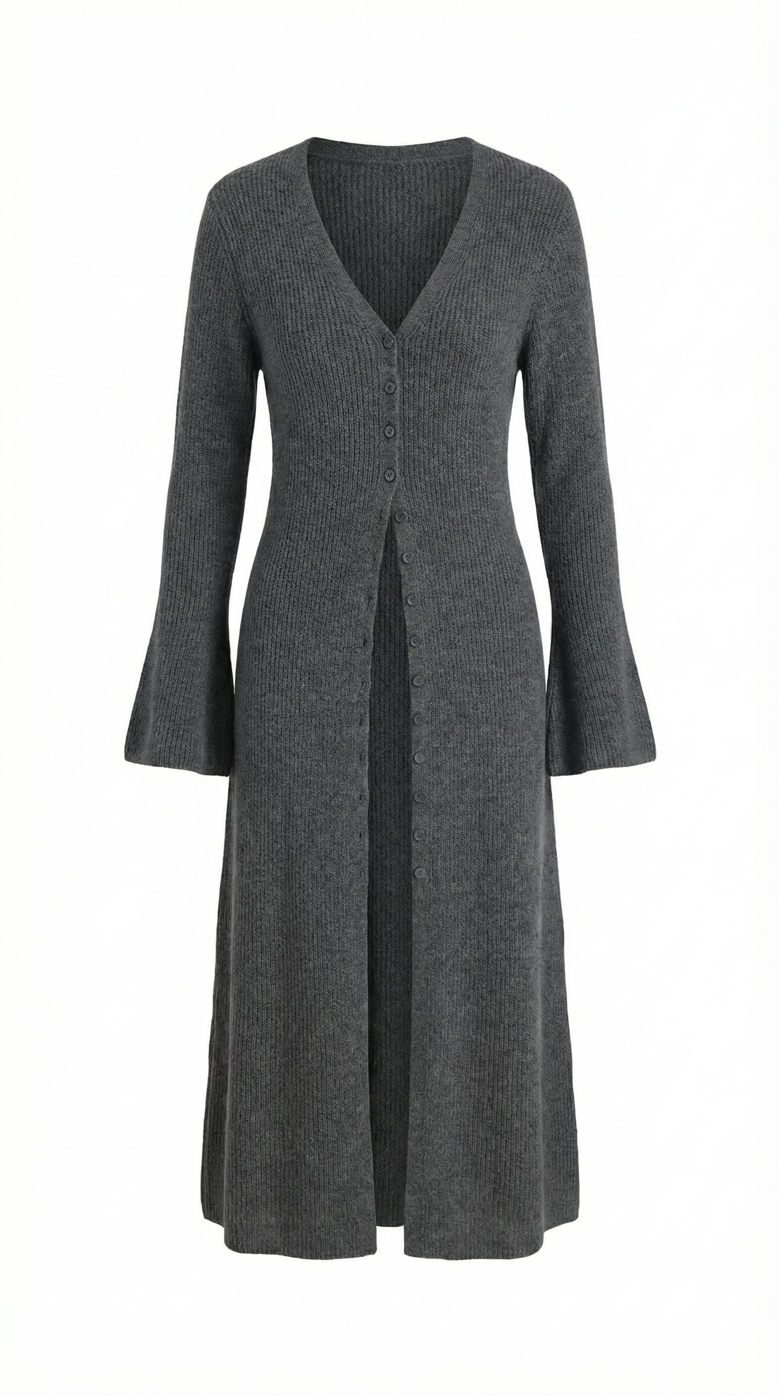 Valerie Women's Longline Ribbed V-Neck Maxi Cardigan