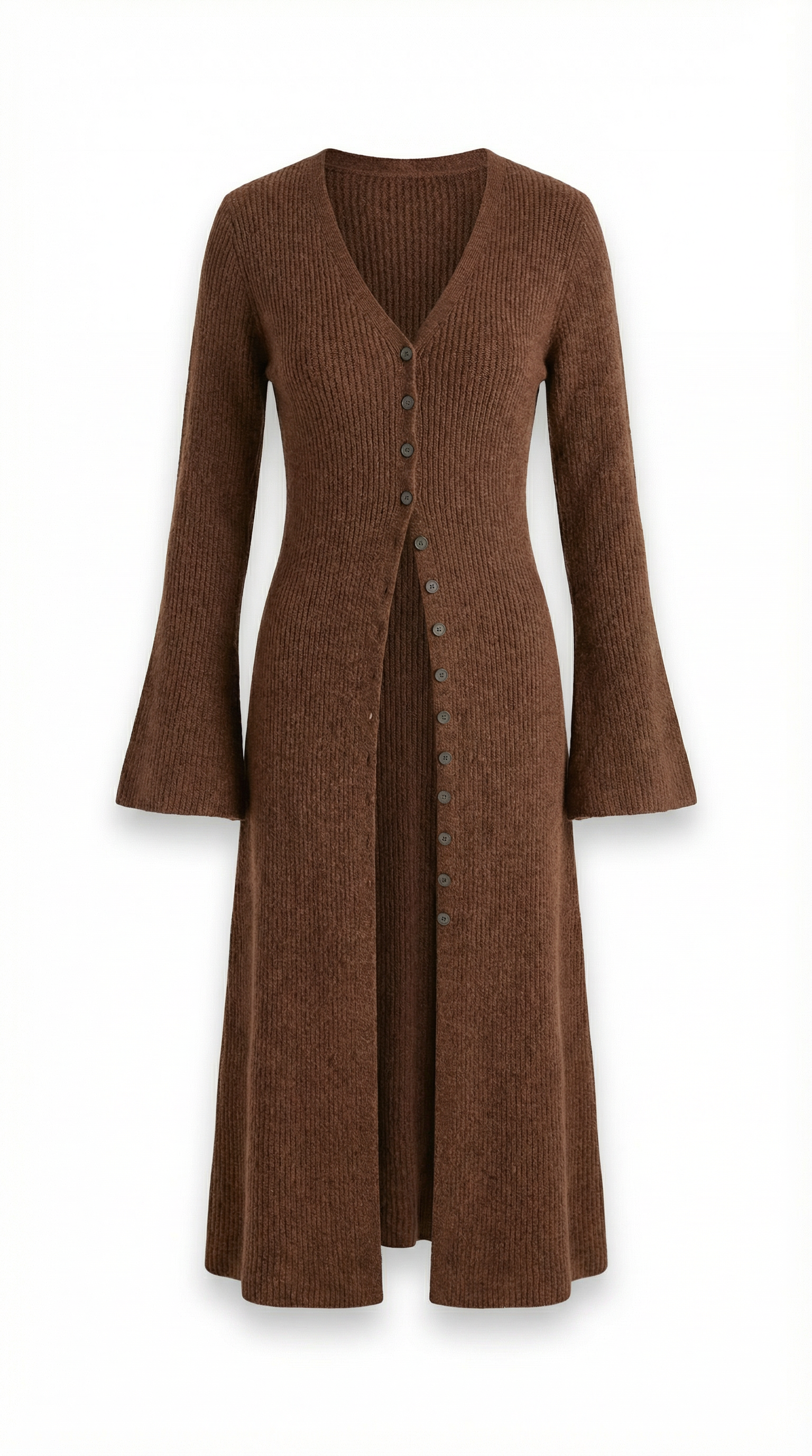Valerie Women's Longline Ribbed V-Neck Maxi Cardigan
