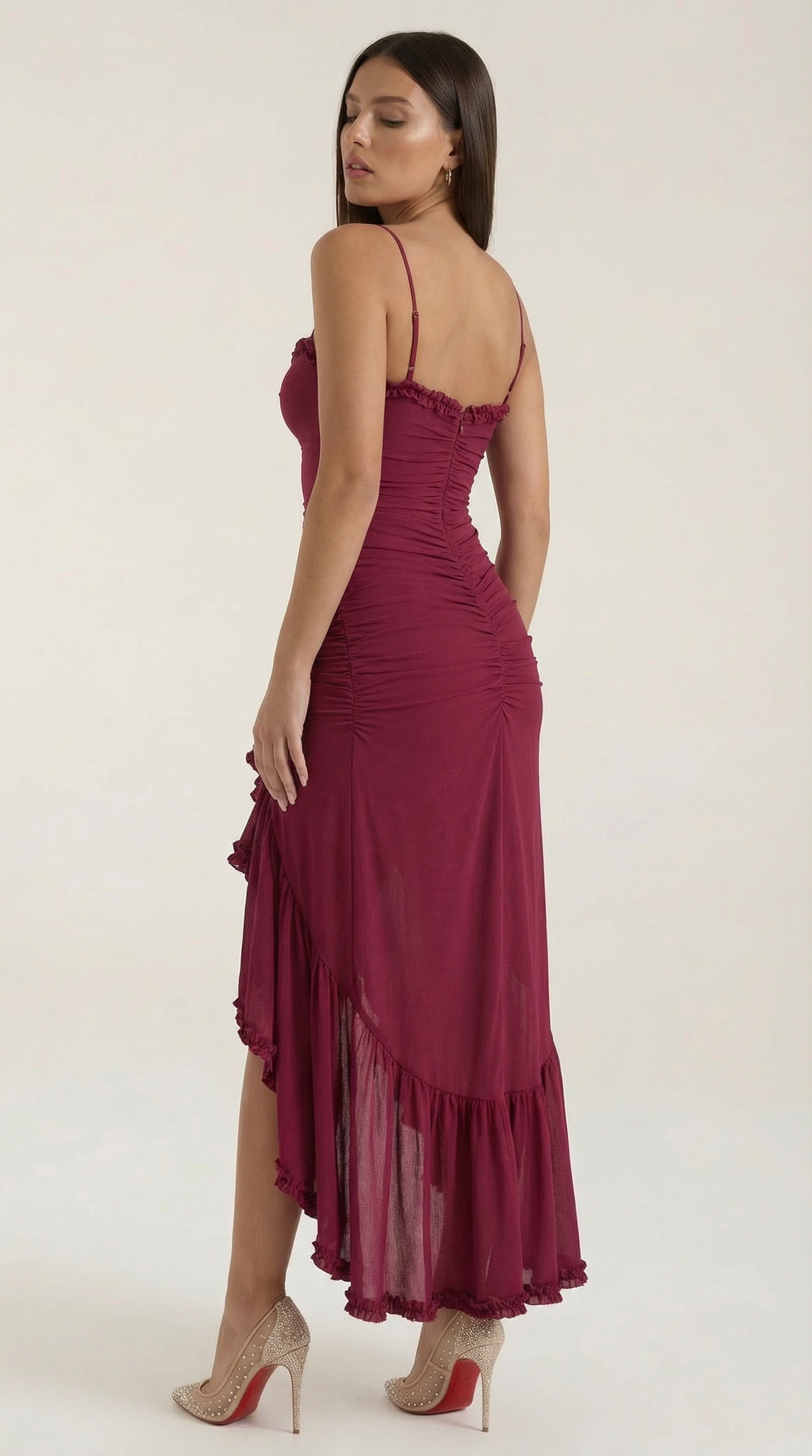 Wisteria Women's Sweetheart Ruffle Trim Maxi Gown