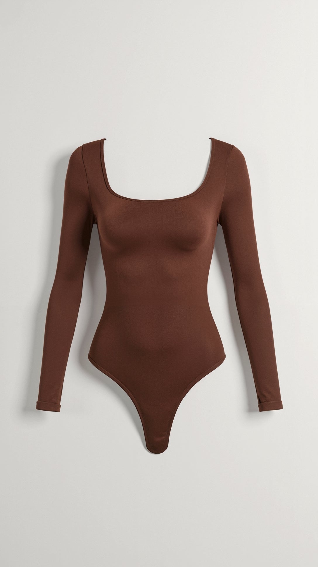 Women's Long Sleeve Square Neck Thong Bodysuit
