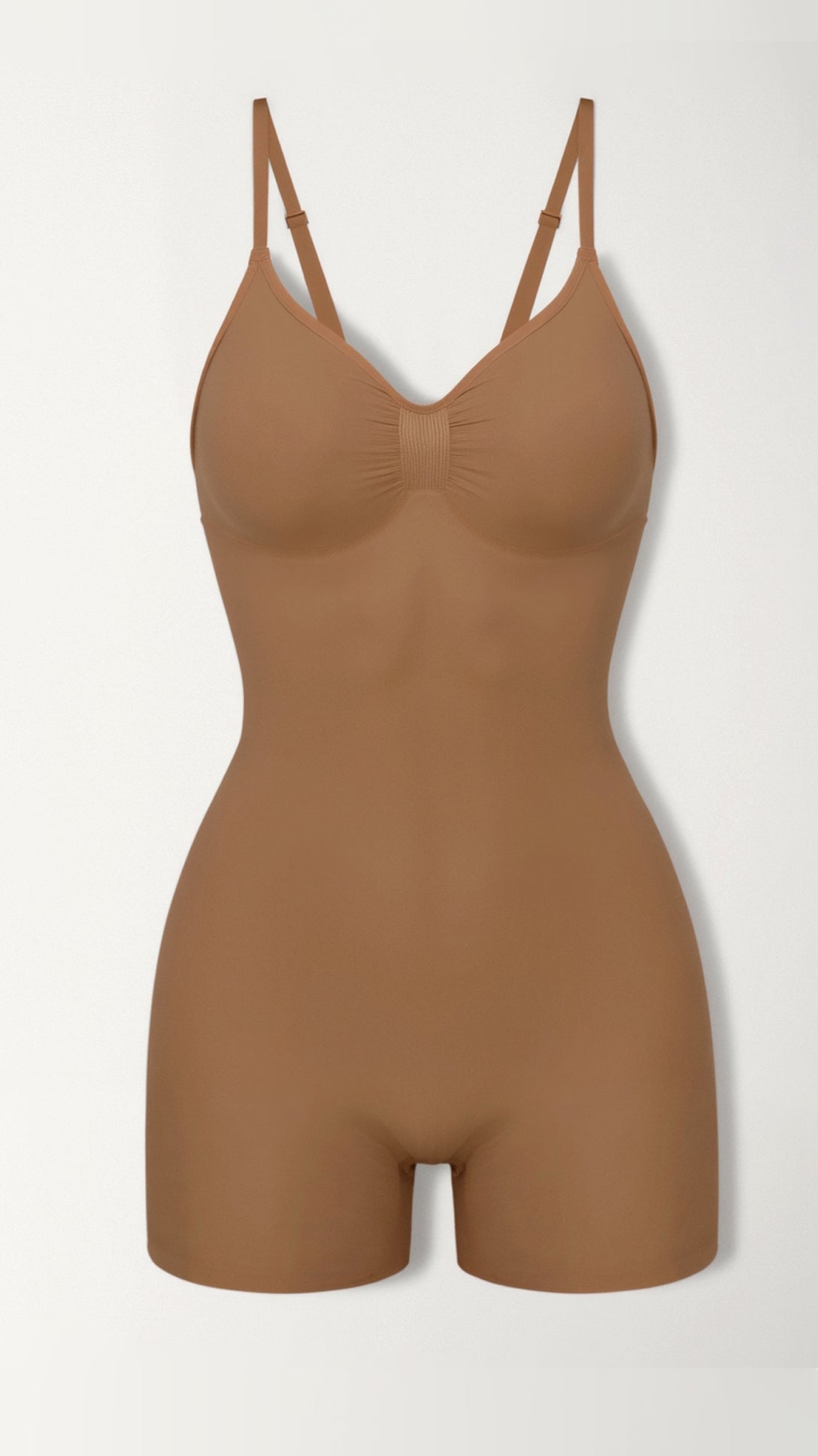 Women's Mid-Thigh Shaping Bodysuit with Built-In Cups