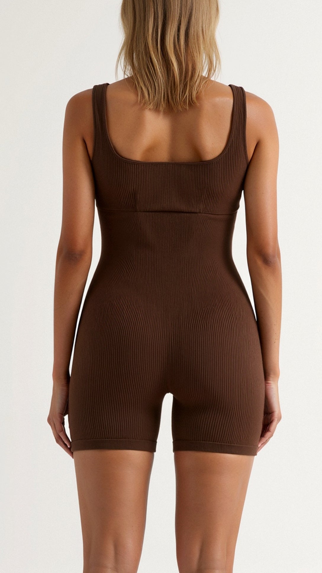 Women's Ribbed Square Neck Mid-Thigh Bodysuit