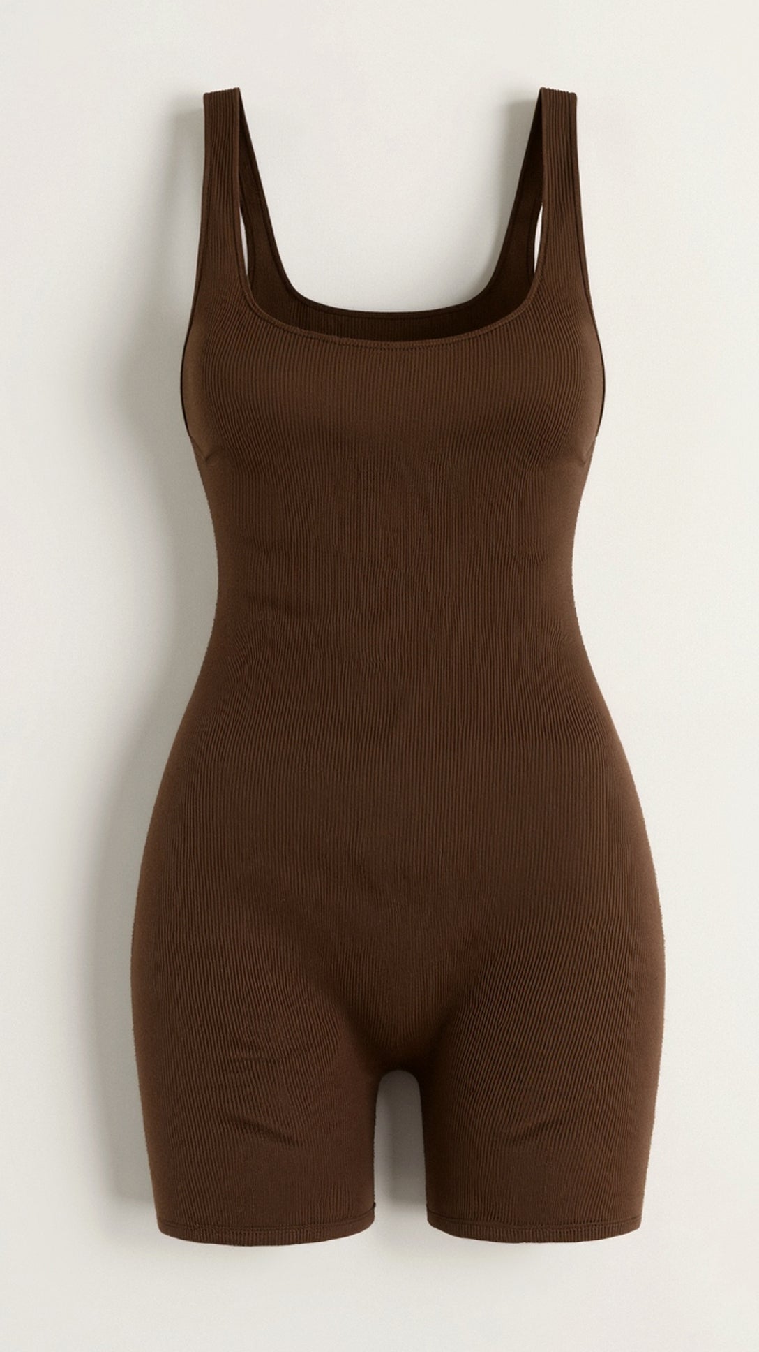 Women's Ribbed Square Neck Mid-Thigh Bodysuit